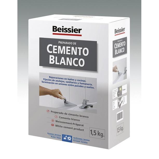 Cemento Blanco Beissier Especial Fijación Azulejos, Sanitarios y Fontanería en caja de 1.5kg y de 6kg