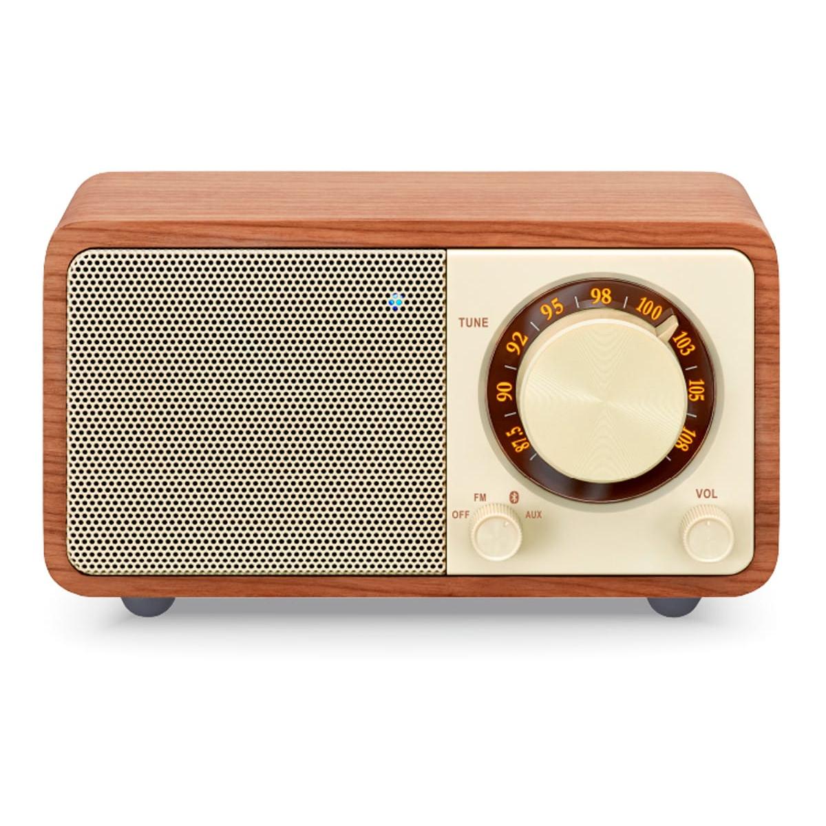 Sangean - Radio de madera WR-7 Plus con altavoz bluetooth, sintonizador FM y entrada auxiliar para uso portátil hasta 40 horas