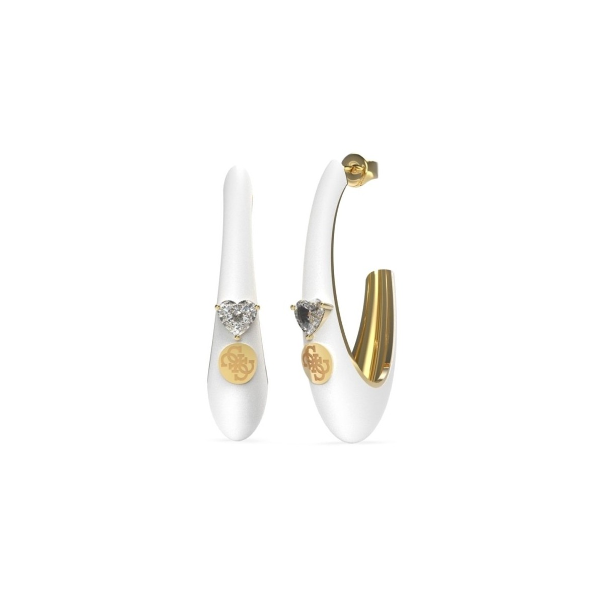Pendientes Guess mujer NEON LIGHTS JUBE01453JWYGWHT-U aros ovalados acero inoxidable dorado lacado