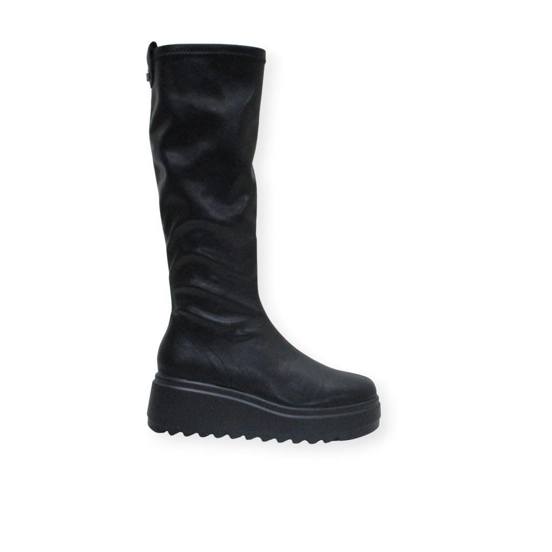 Mustang 59572 Negro. Bota para mujer en cuña media y caña de licra autoajustable