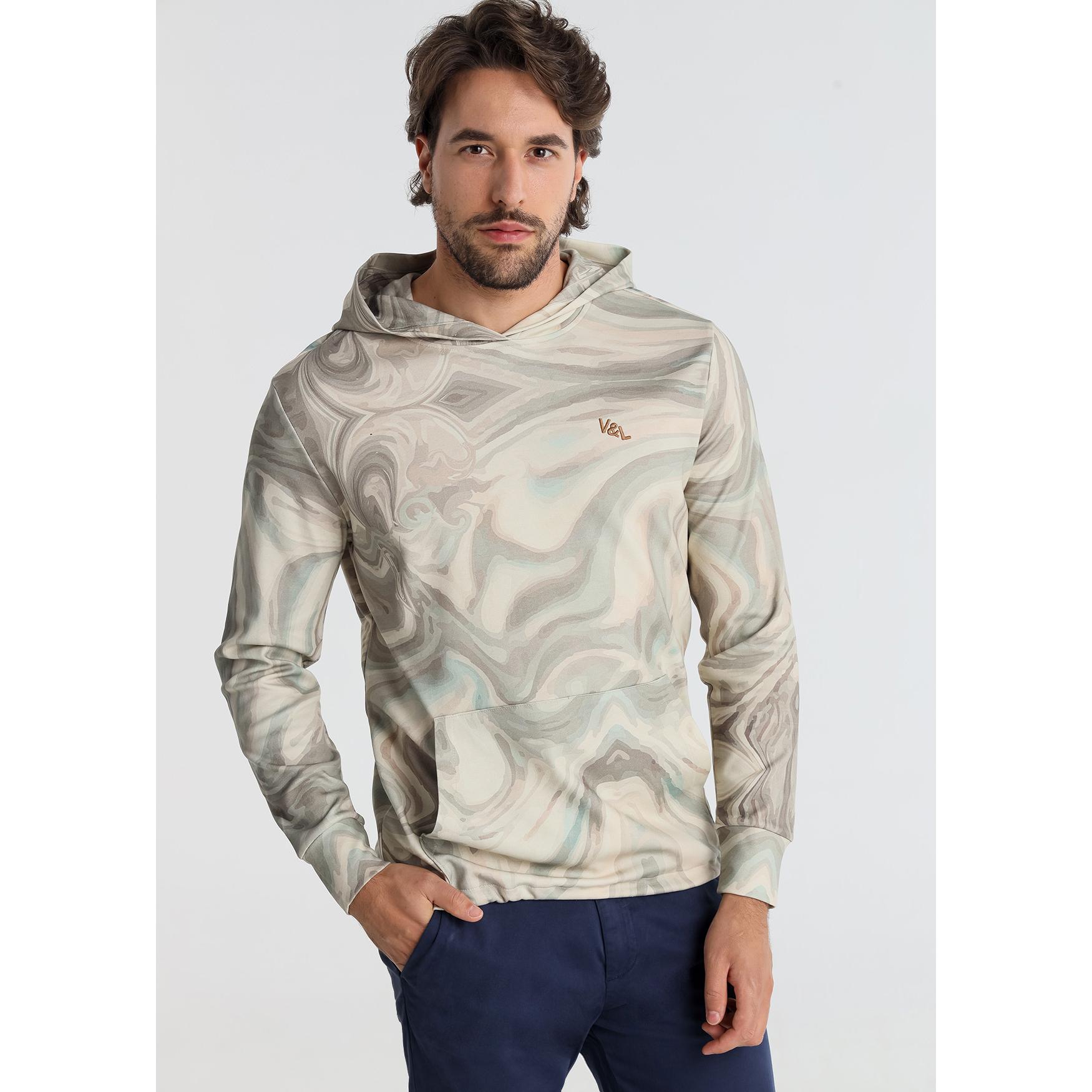 Victorio & Lucchino - Sudadera kanguro con capucha estampado mineral