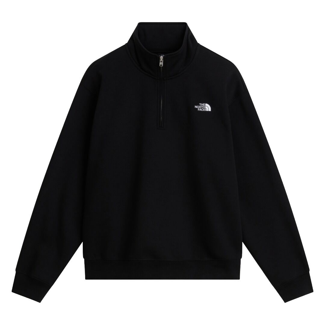 Sudadera Negra The North Face Essential Simple Dome Black de Corte Holgado y Cremallera 1/4