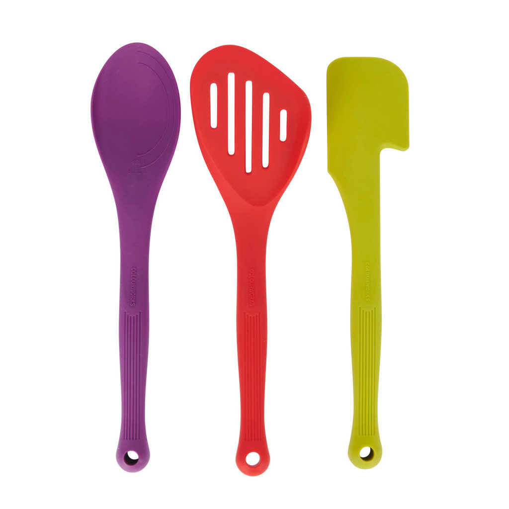 Kit de Utensilios de Cocina KitchenCraft: Volteador, Cuchara Múltiple y Espátula de Silicona Antiadherente, Apto para Lavavajillas, Sin BPA