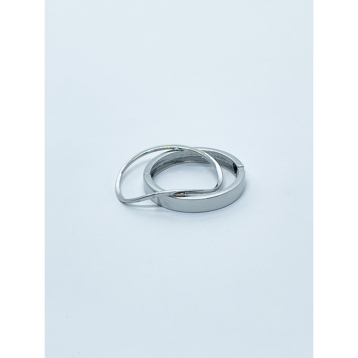Koroshi - Pulsera rígida con cierre para mujer, de zinc y hierro con acabado plateado brillante, diseño contemporáneo y elegancia atemporal