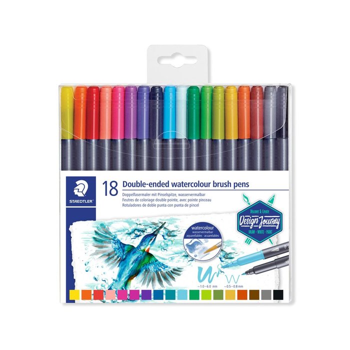 STAEDTLER ROTULADOR STAEDTLER DBL PUNTA PINCEL ACUARELABLE 3001 18 UD ROTULADORES 18x17x1 Cms.