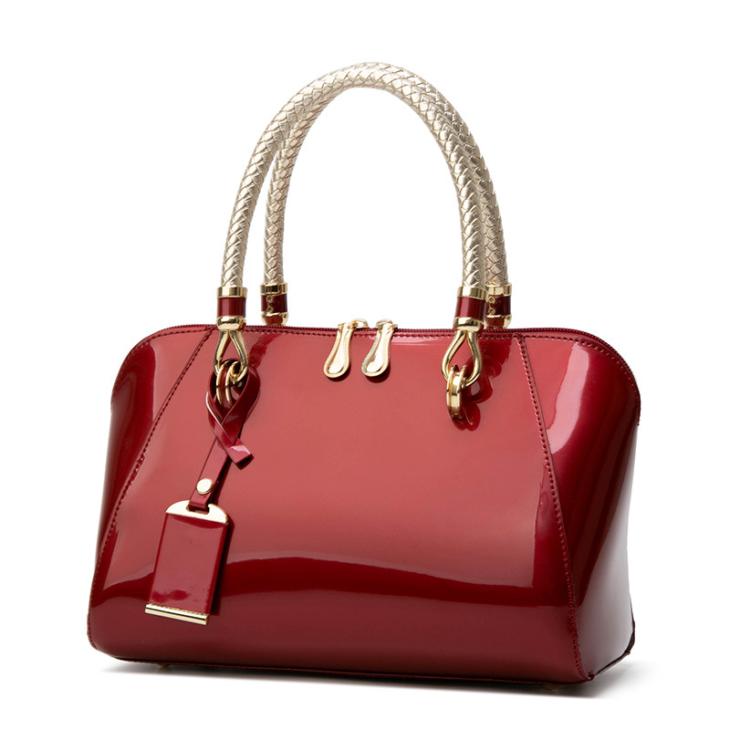 Elegante bolso bandolera/de hombro, bolso de mano de charol para mujer, billetera para mujer