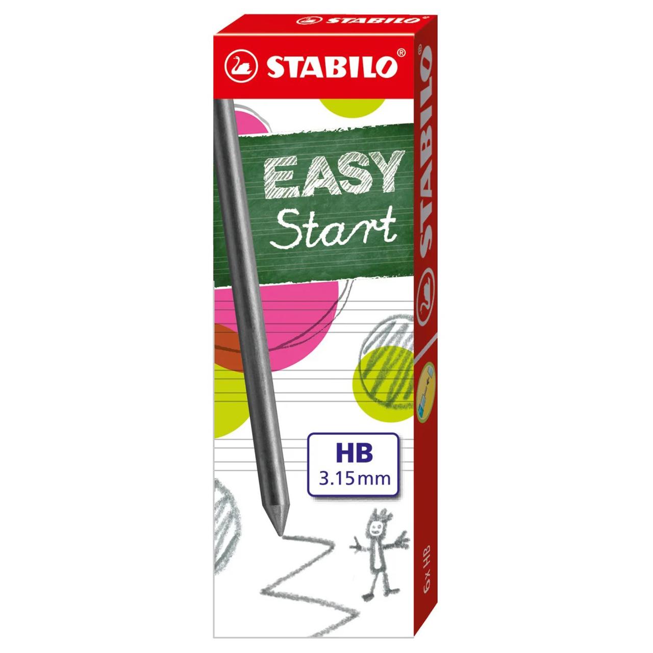 Recarga de Minas para Stabilo Easy Ergo | Pack de 6 Minas HB | 3.15mm | Ref: 7890/6-HB