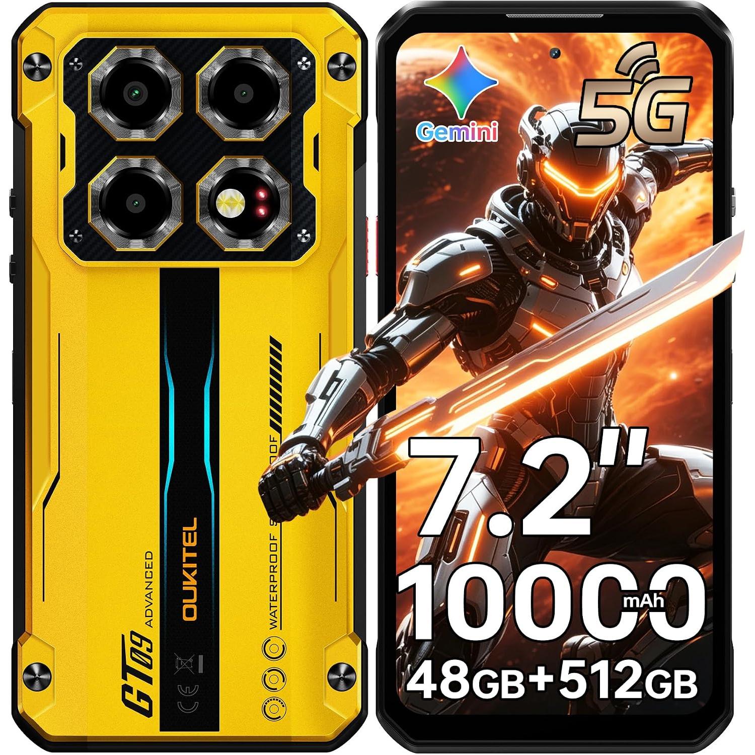 OUKITEL WP60 5G Movil Irrompible 48gb+512gb 10000mAh 7.2" 108MP+32MP MediaTek Dimensity 7025 Android 15 Gemini Al Smartphone Dual SIM