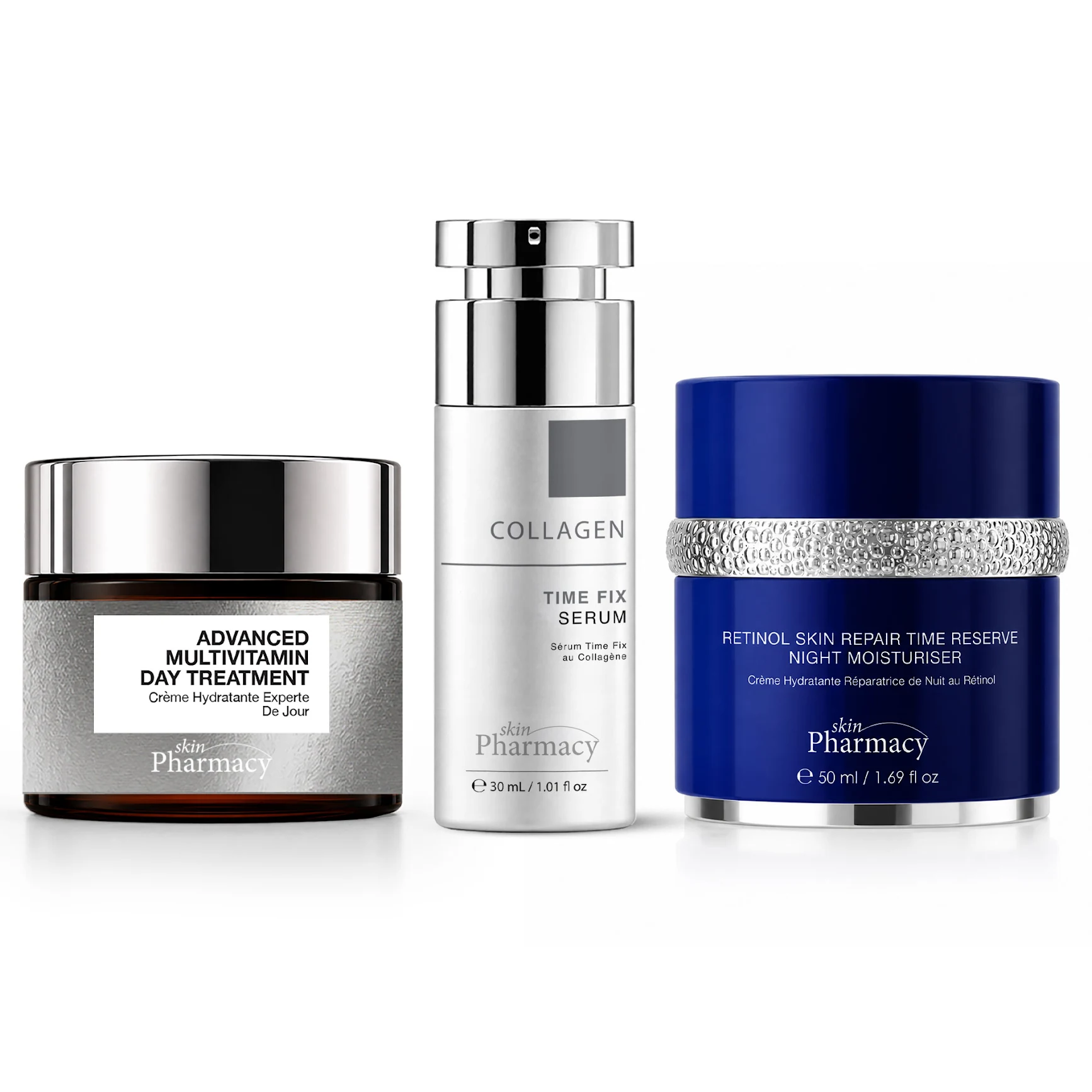 Skin Pharmacy Set de Regalo para Mujer – Trío Antiedad Completo con Colágeno, Ácido Hialurónico y Retinol, Hidratante y Antiedad para Piel Madura