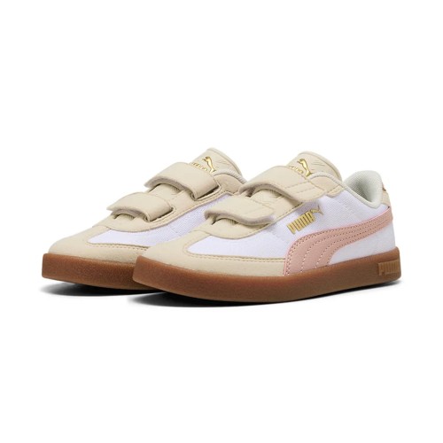 Zapatillas PUMA CLUB II ERA CV V PS con doble velcro en blanco y rosa
