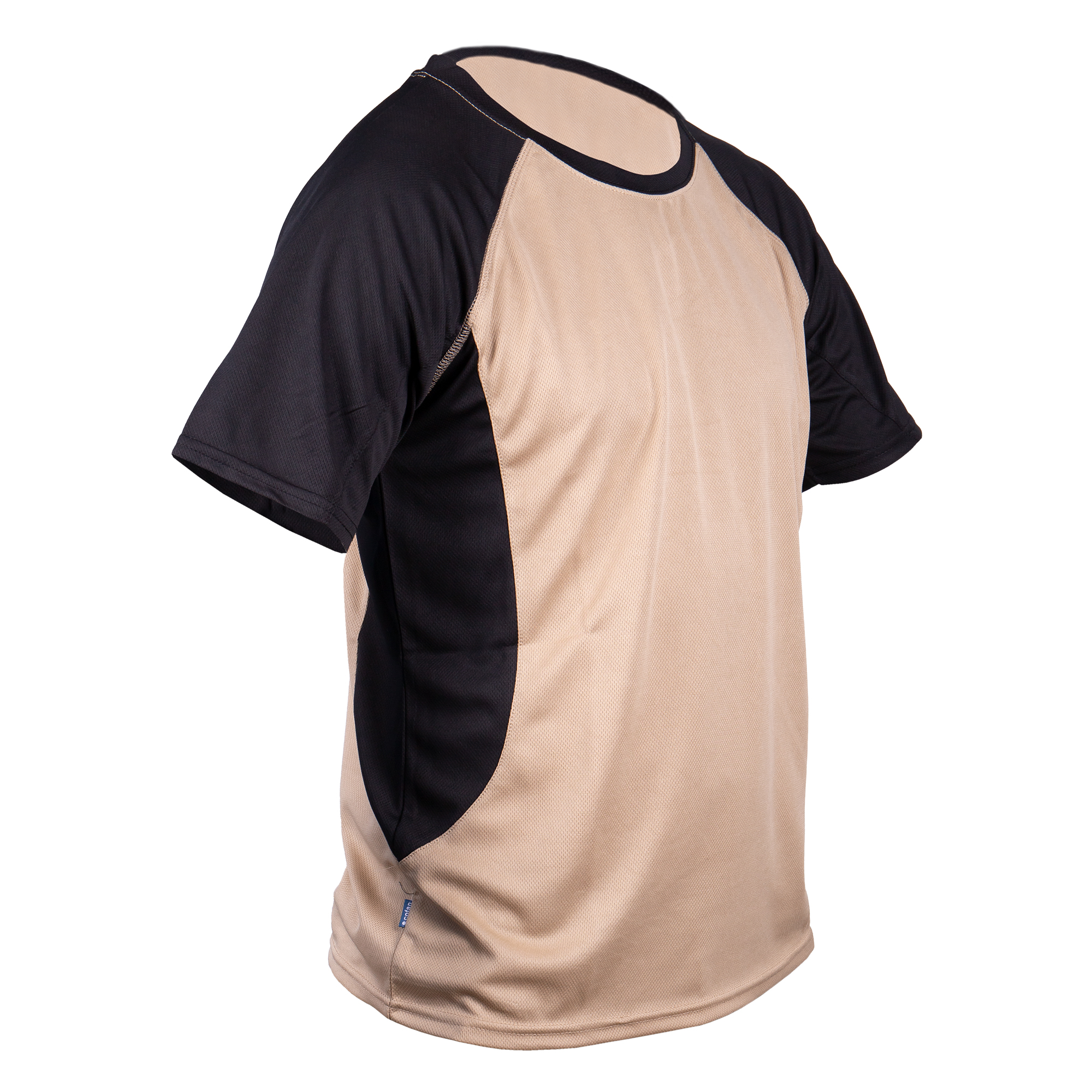 Cofan Camiseta técnica transpirable | 100 % poliéster | Adecuado para trabajo y deporte | Color: beige y negro | Talla desde la S hasta la XXXL