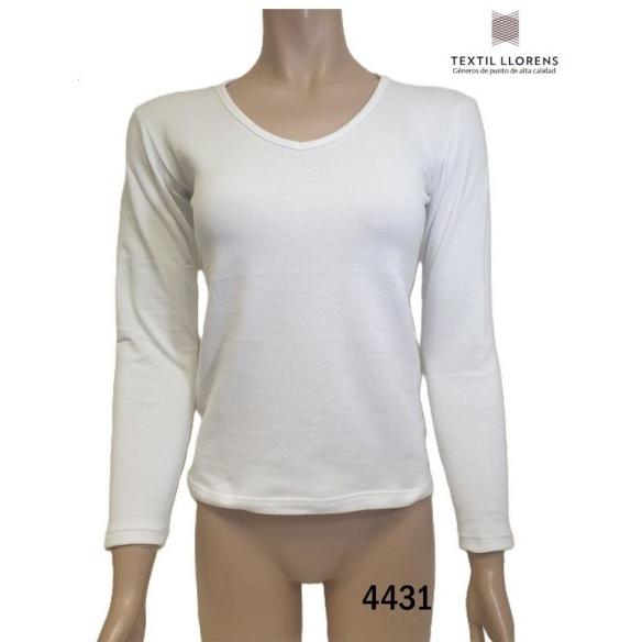 Textil Lloréns. Camiseta Manga Larga Mujer Cuello Pico Thermo Nature Afelpada de Textil Lloréns. 4431. Tejido termorregulador que mantiene el calor corporal, permitiendo la transpiración de la humedad y aislando el cuerpo de temperaturas frías.