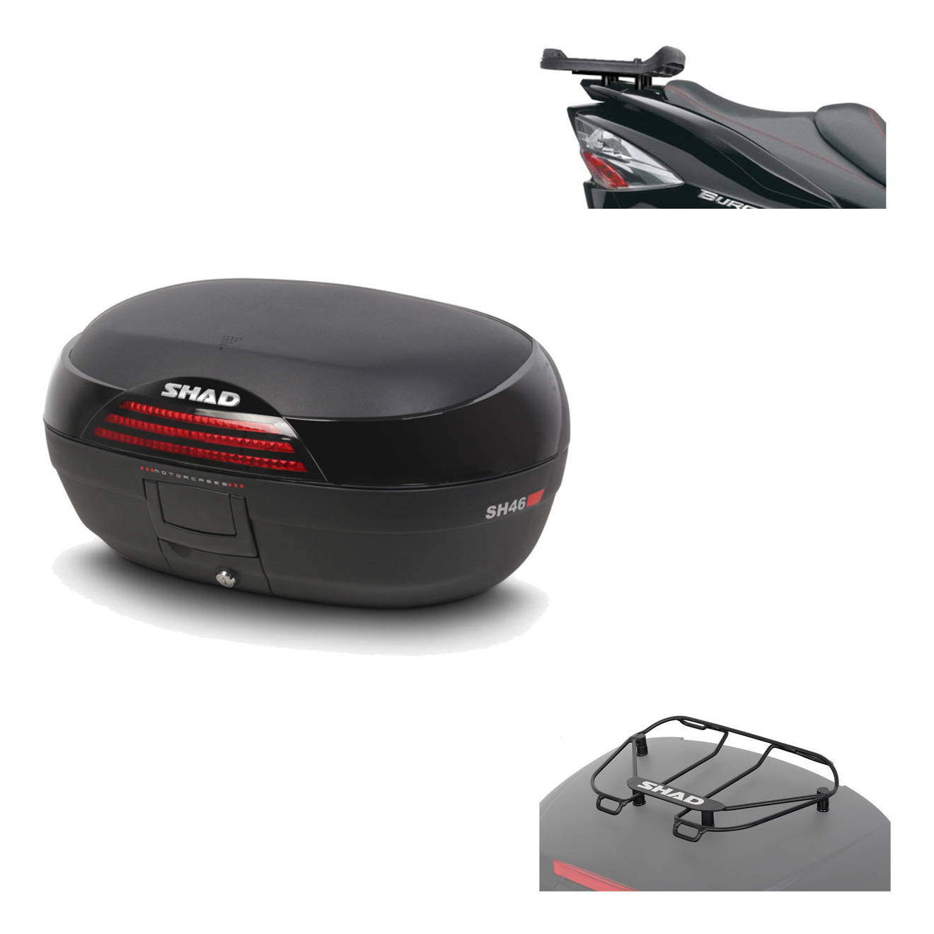 Baul Trasero + Herraje Montaje + Parrilla Portabultos Sh46 Sh 46 New Model KIT-183969