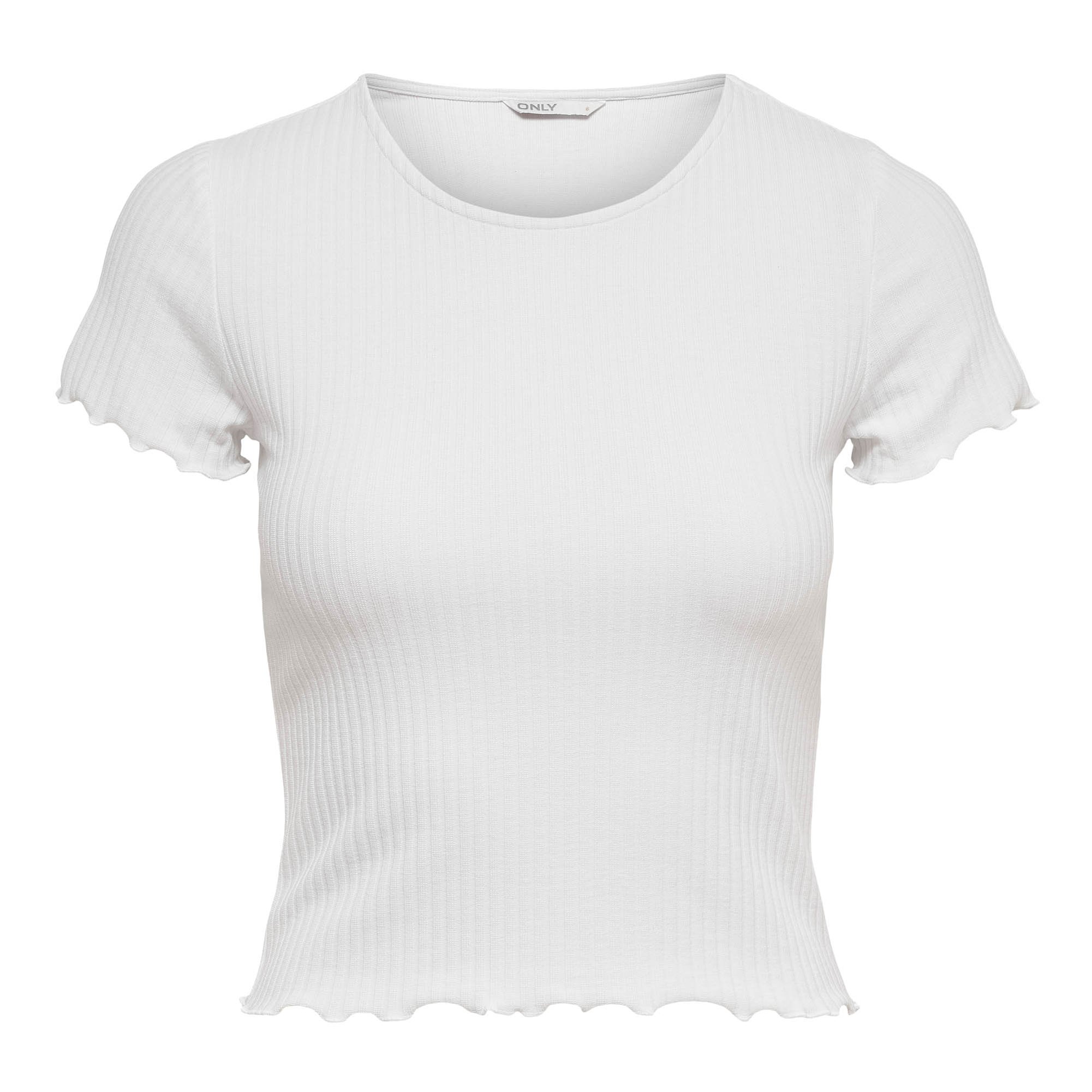 ONLY Camiseta de mujer - ONLEMMA SHORT TOP, cuello redondo, cropped, acanalada, lisa ONLEMMA SHORT TOP