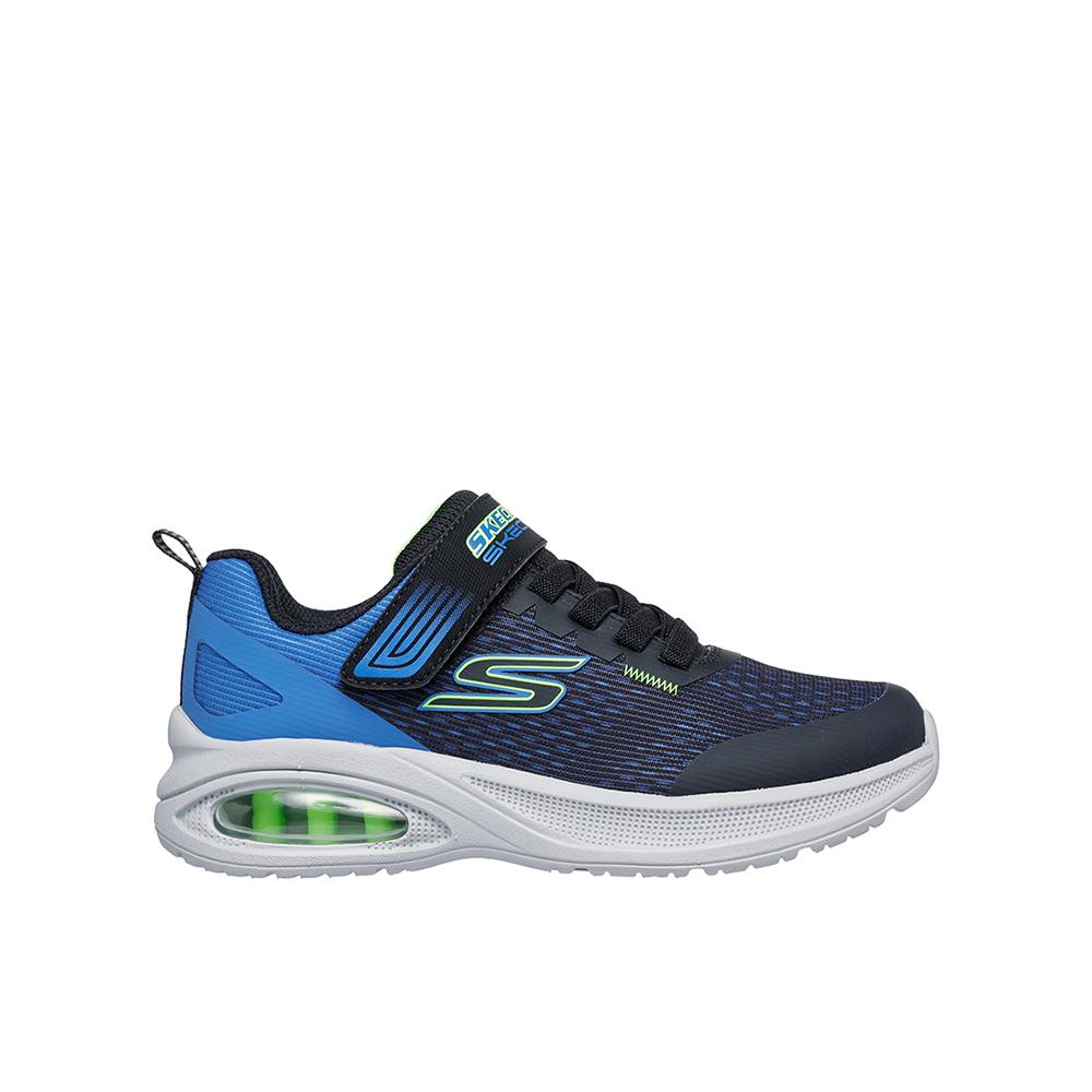 Zapatillas Skechers Microscope Max Advance - Squad Pacer Azul de Niño, modelo 404105L_BBLM con suela de 3cm cordones y velcro 88795