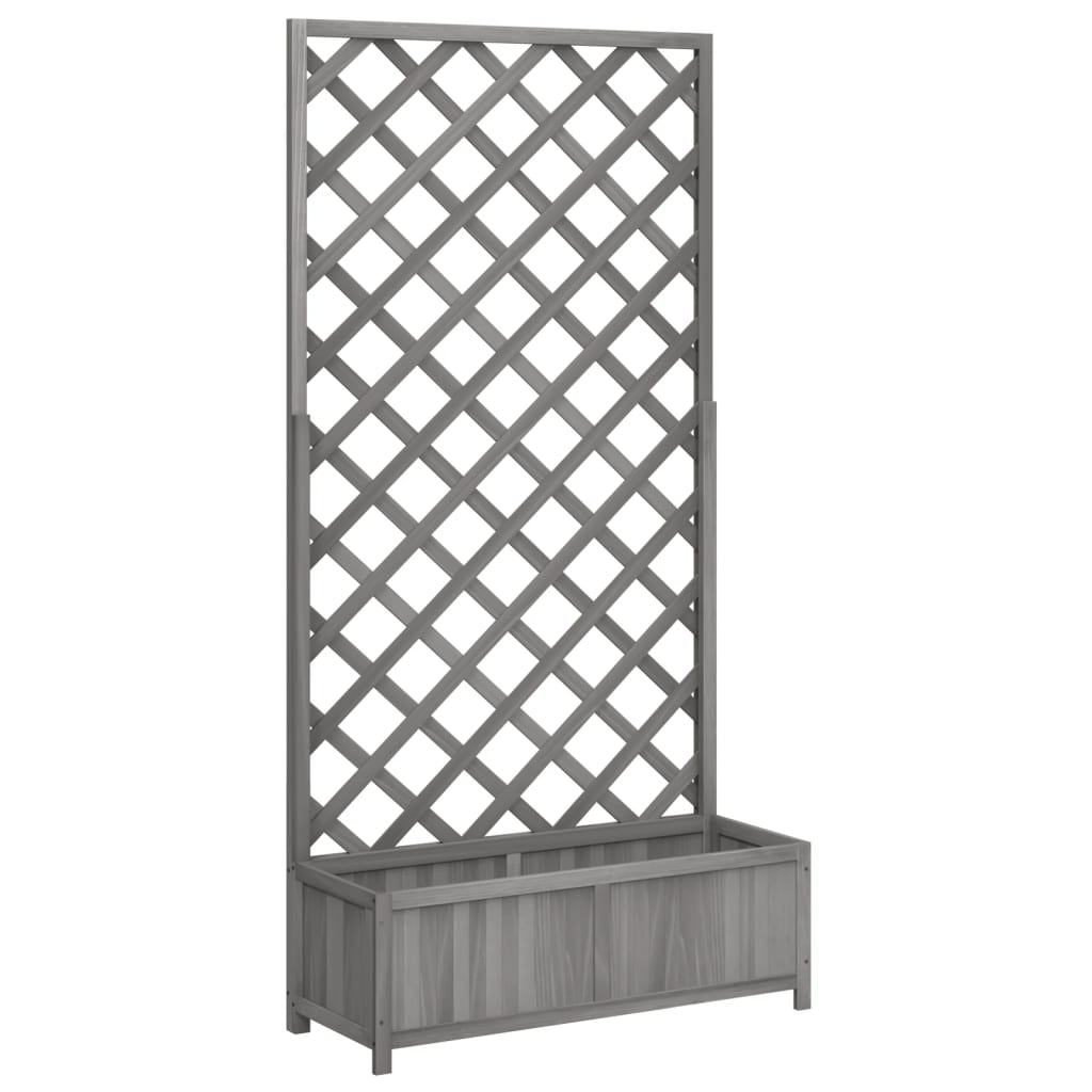 vidaXL Jardinera con enrejado de madera maciza de abeto Color Marrón,  Gris,  Negro y mas