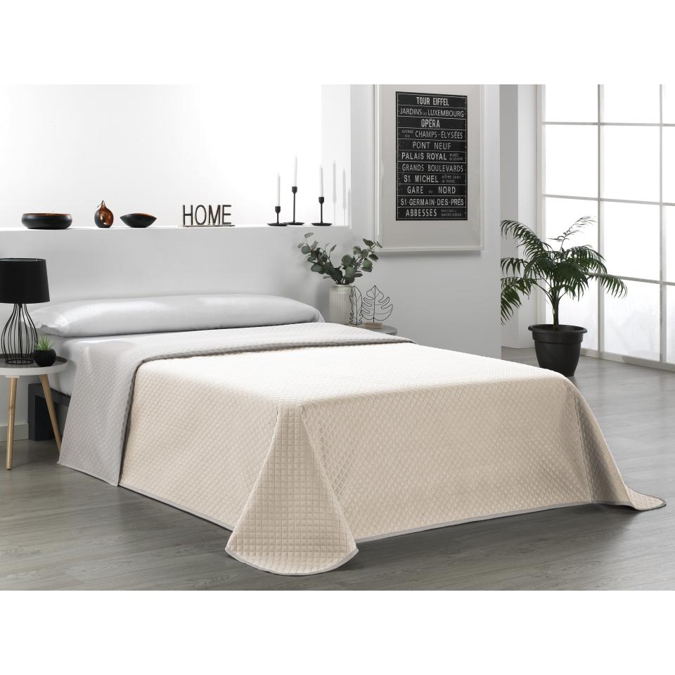 VALENTIA HOME Colcha Bouti Reversible Bicolor Rombo | Cama 90/105/135/150/180 CM | Ideal Todas Estaciones