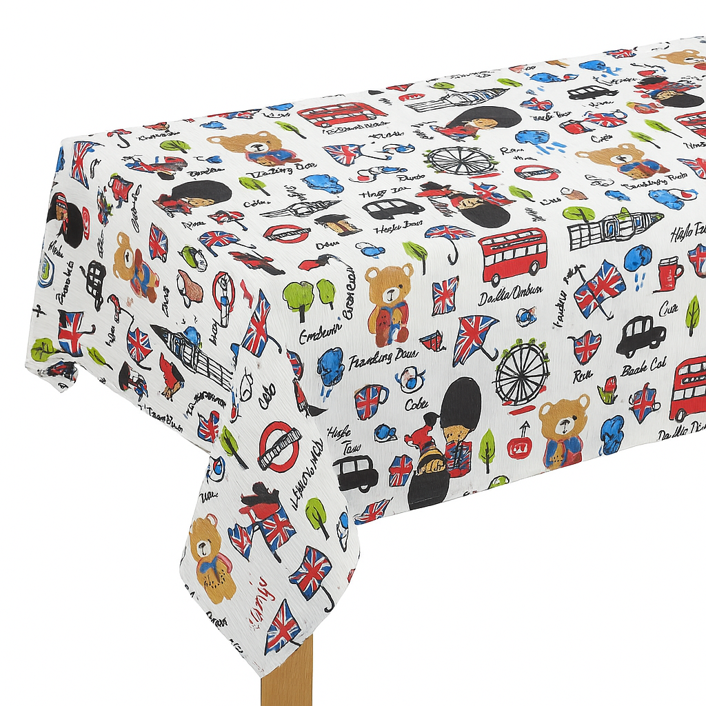 Mantel Hulehule Tex - Resinado Anti manchas Teflón Apariencia Mantelería Fácil Limpieza y Durabilidad London Bear