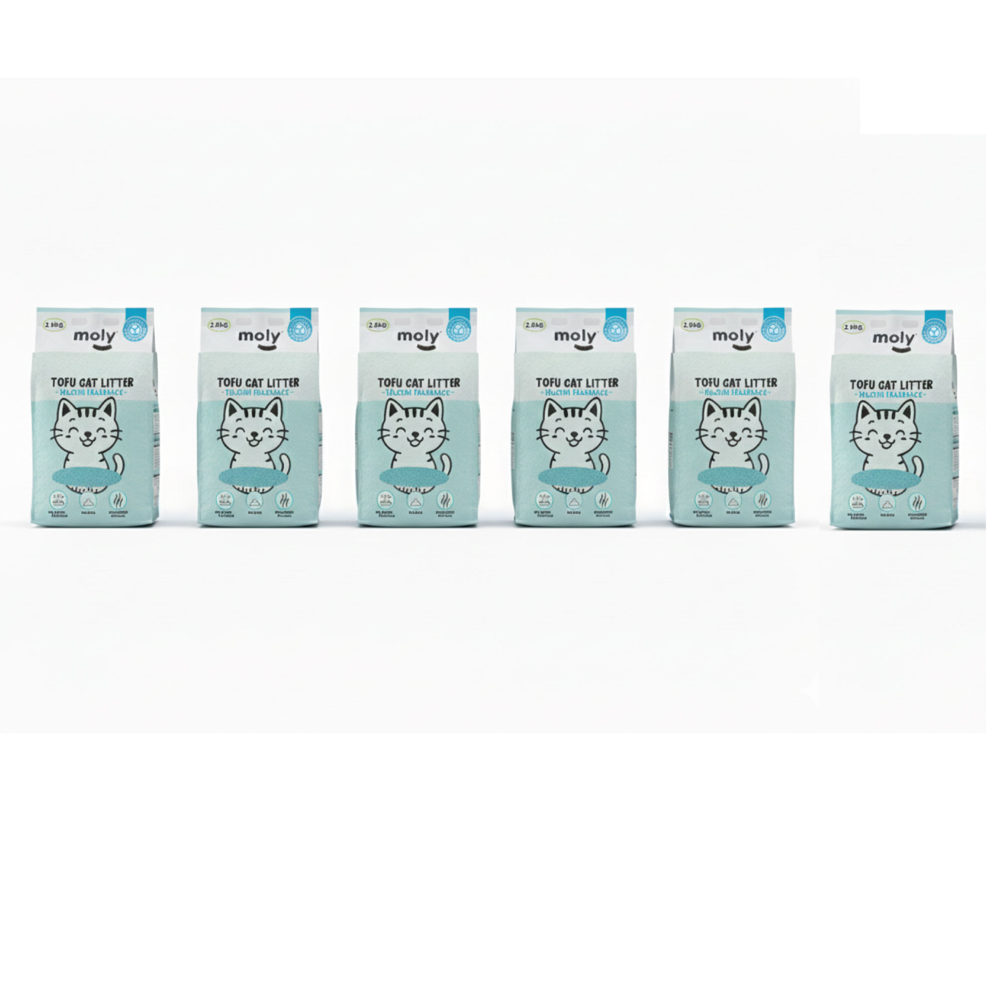 Pack 6 Arena para Gatos Tofu Moly 2,8 kg (50,4 L) | Ecológica, Aglomerante, Sin Polvo | Lavanda, Talco o Carbón Activo