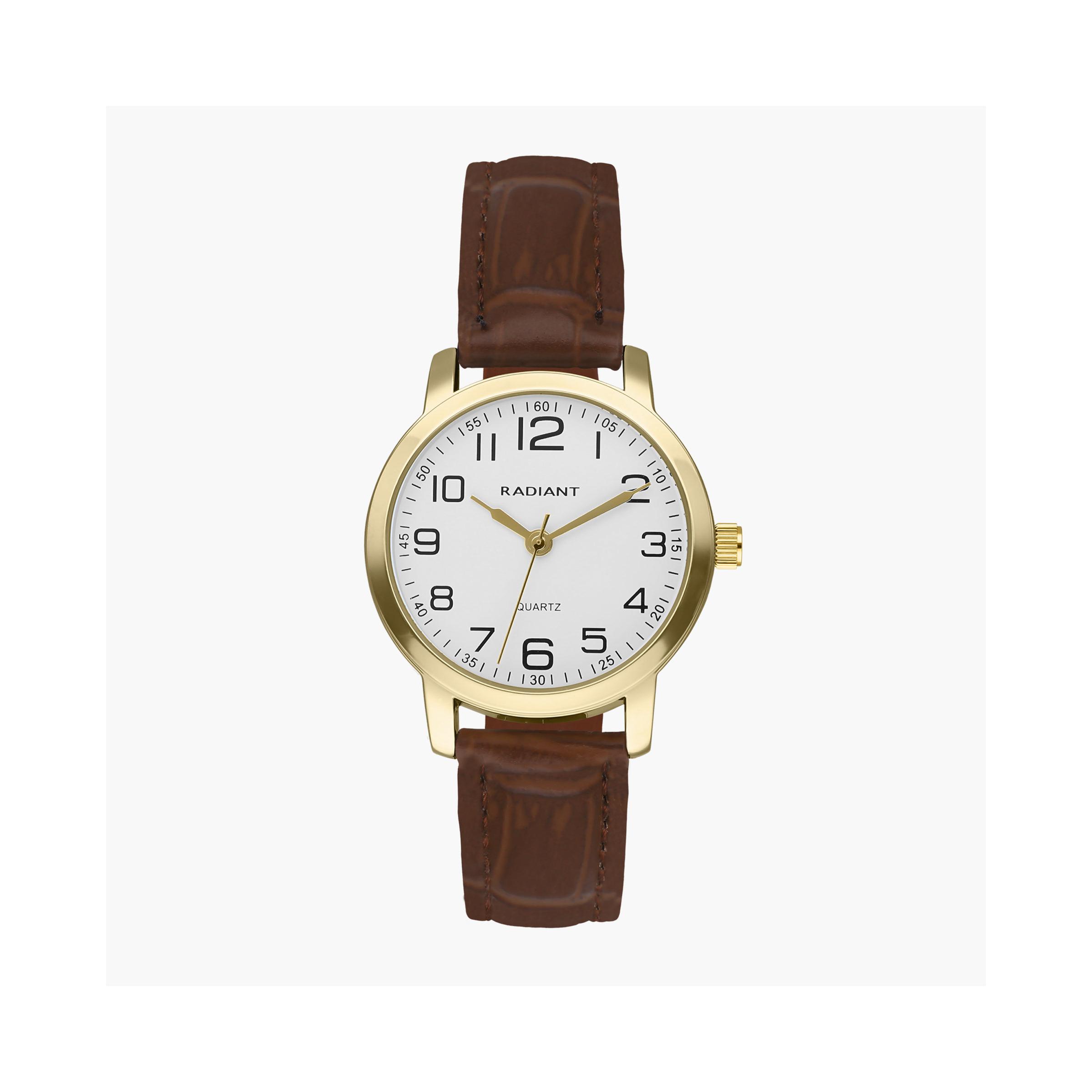 Radiant Reloj Mujer Caja De Metal Pulsera Piel Sintetica De Color Marrón Resistente Al Agua 3 Atm Ra281608