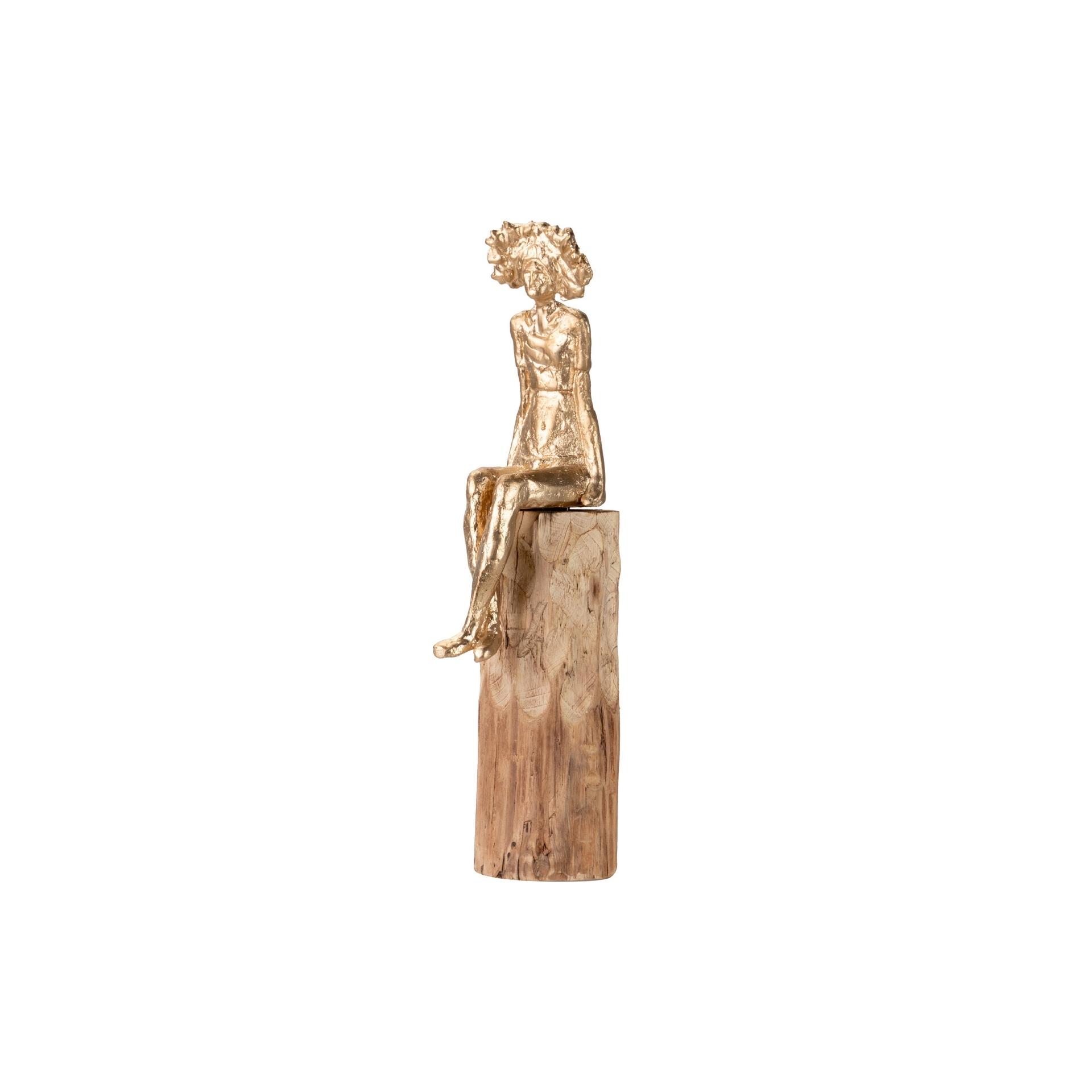 Figura señora poliresina madera mango 11x15x46 cm , El mejor complemento para tu hogar.