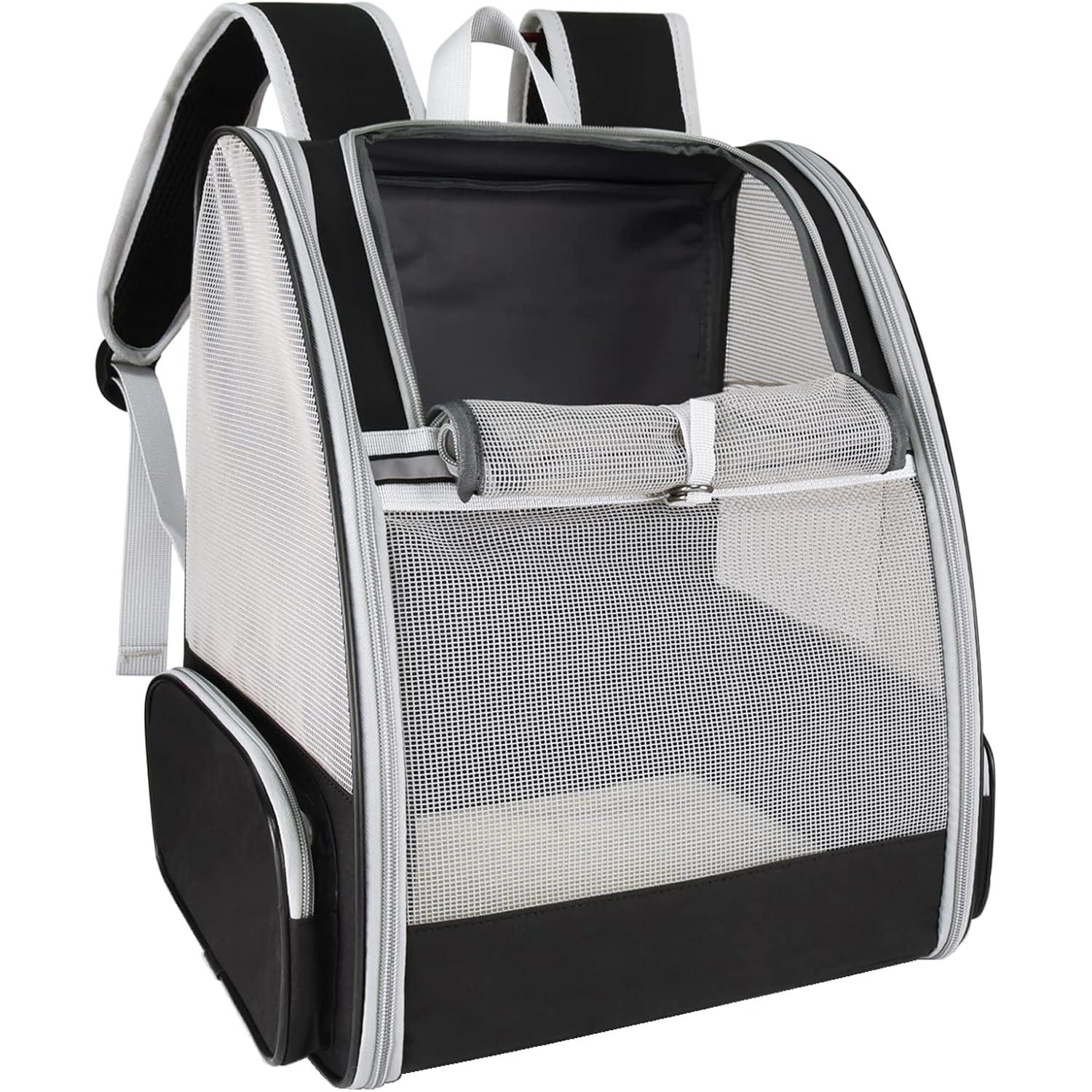 Mochila para perros y Gatos: Bolsa Grande de Malla, plegable y transparente, Buena ventilación, construcción de alambre