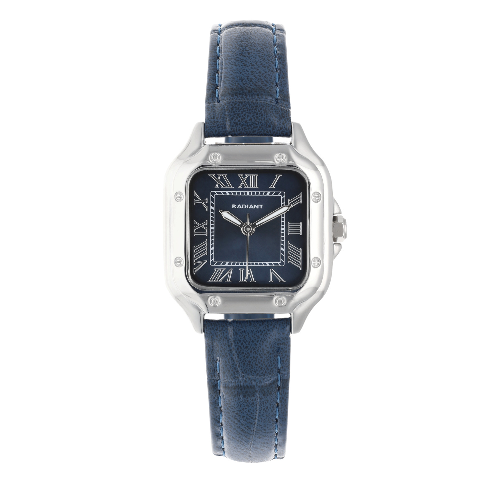 Radiant Reloj Mujer Caja De Metal Pulsera Genuine Leather De Color Azul Resistente Al Agua 3 Atm Ra661208