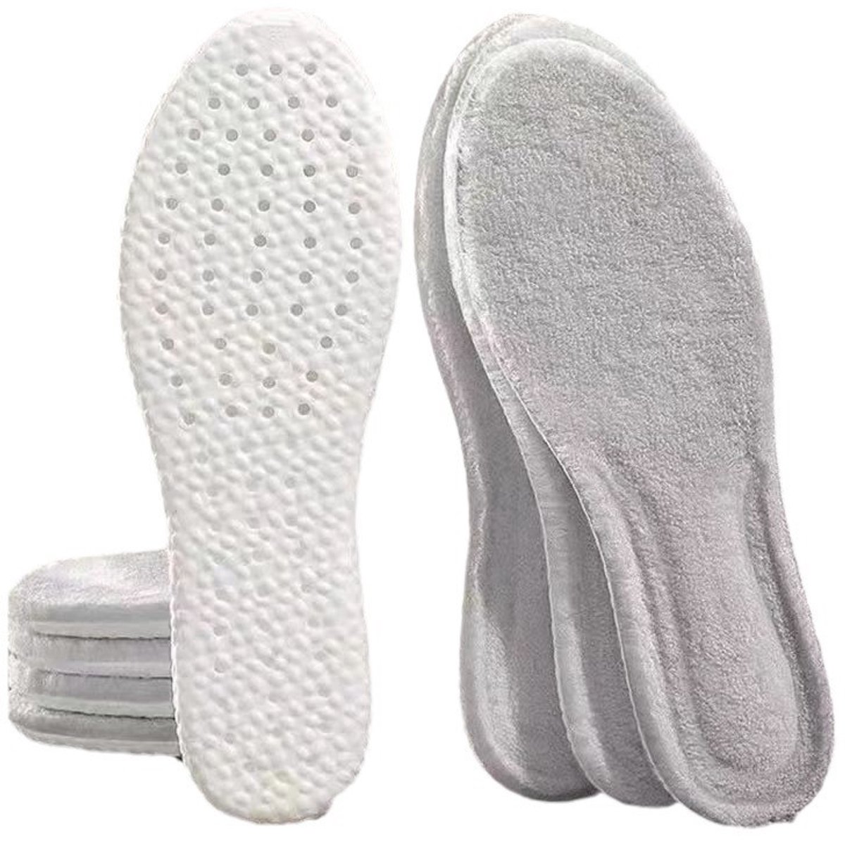 Plantillas - Dos pares de plantillas suaves - Plantillas de espuma viscoelástica - Plantillas cálidas naturales - Material de lana gruesa, ideal para el invierno - Cálidas y cómodas, ideales para pies fríos, color gris, tallas 39-40