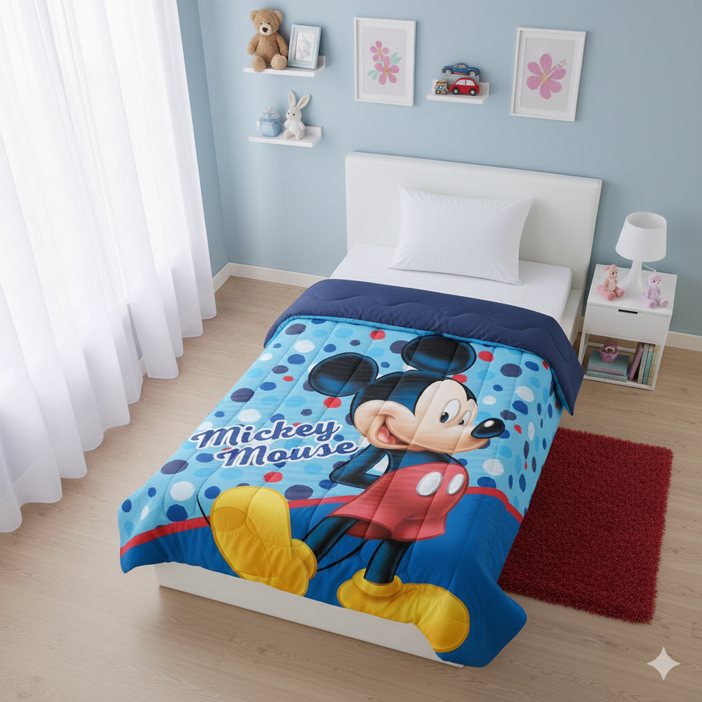 Edredón Infantiles Disney 170x270 cm - Diseño Oficial Disney, Suave y Ligera para Cama Infantil Estilo Divertido-Mister License Company Sl.
