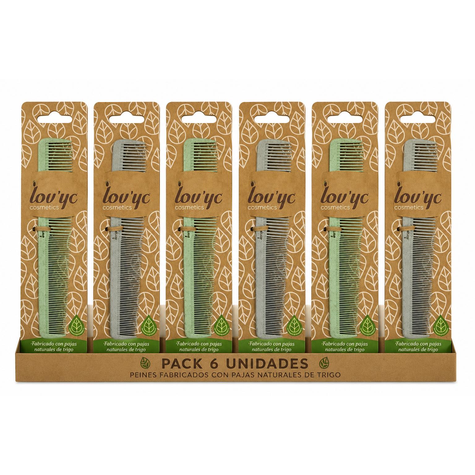 Peine de Trigo Natural PACK DE 6 Lov'yc para el Cuidado del Cabello Accesorio de Peluquería Beauty Personal Care