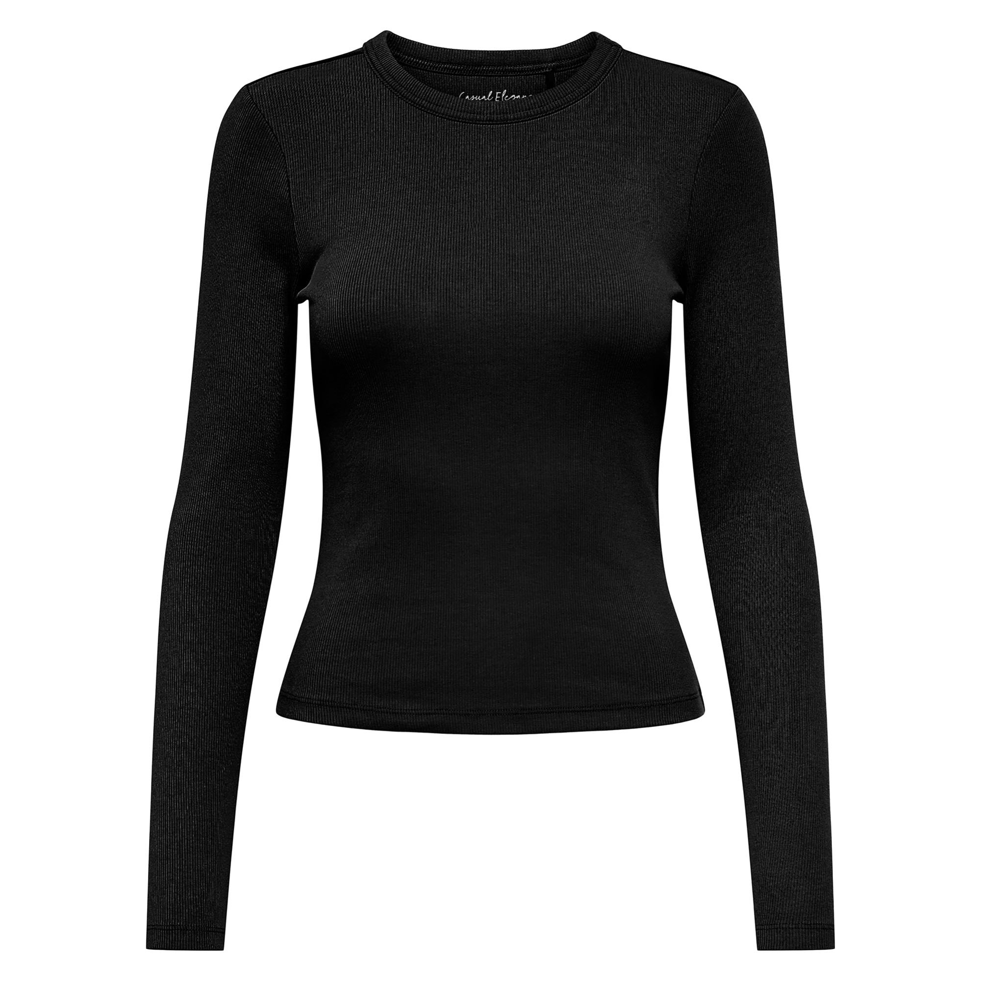 ONLY Camiseta de manga larga de canalé para mujer - ONLVAL O-NECKT SWEAT, cuello redondo, corte regular, algodón elástico, lisa NLVAL O-NECKT SWEAT
