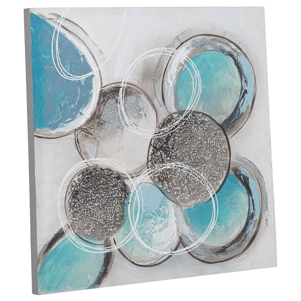 Wonderlust Deco - Cuadro pintado a mano con relieve azul 60x60x3 Multicolor 60x60x3h cm