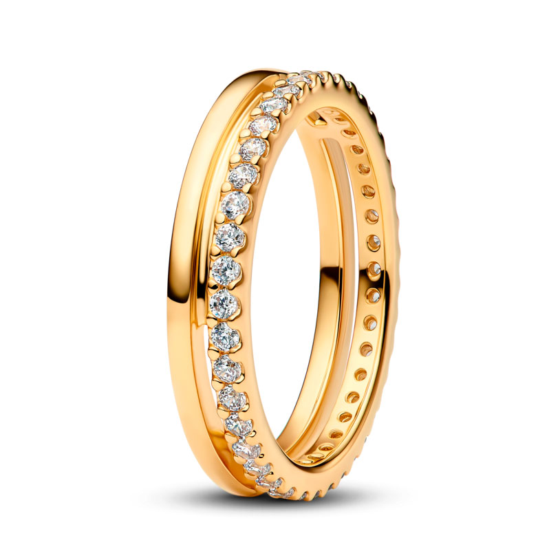 Pandora Anillo con un recubrimiento Doble Banda 163799C01 , para Mujer