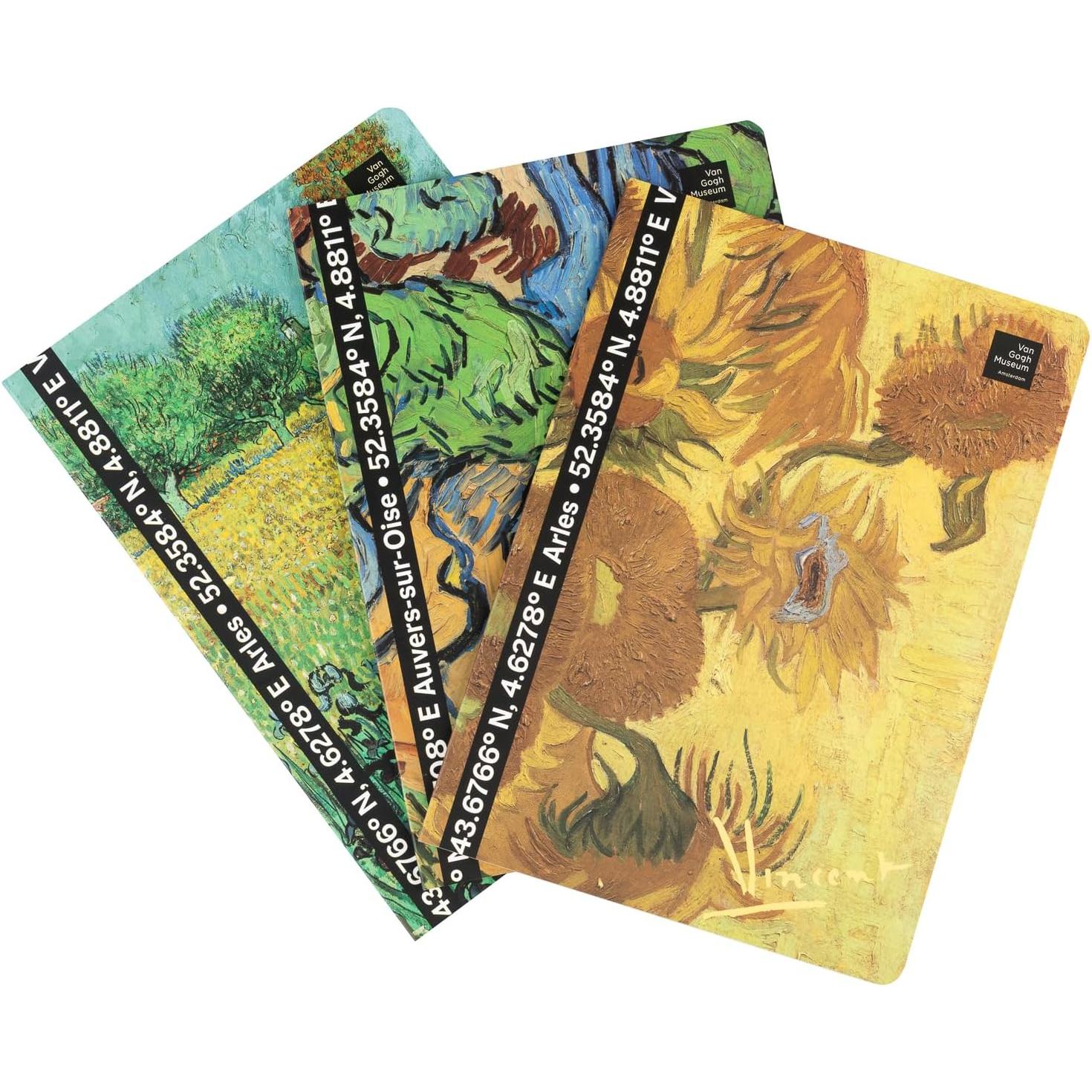 Grupo Erik Libretas A5 Van Gogh Museum - Pack de Cuadernos A5 : 3 formatos Punteado + Hojas blancas + Lineas (Tapas Blandas, 64 págs cada uno)