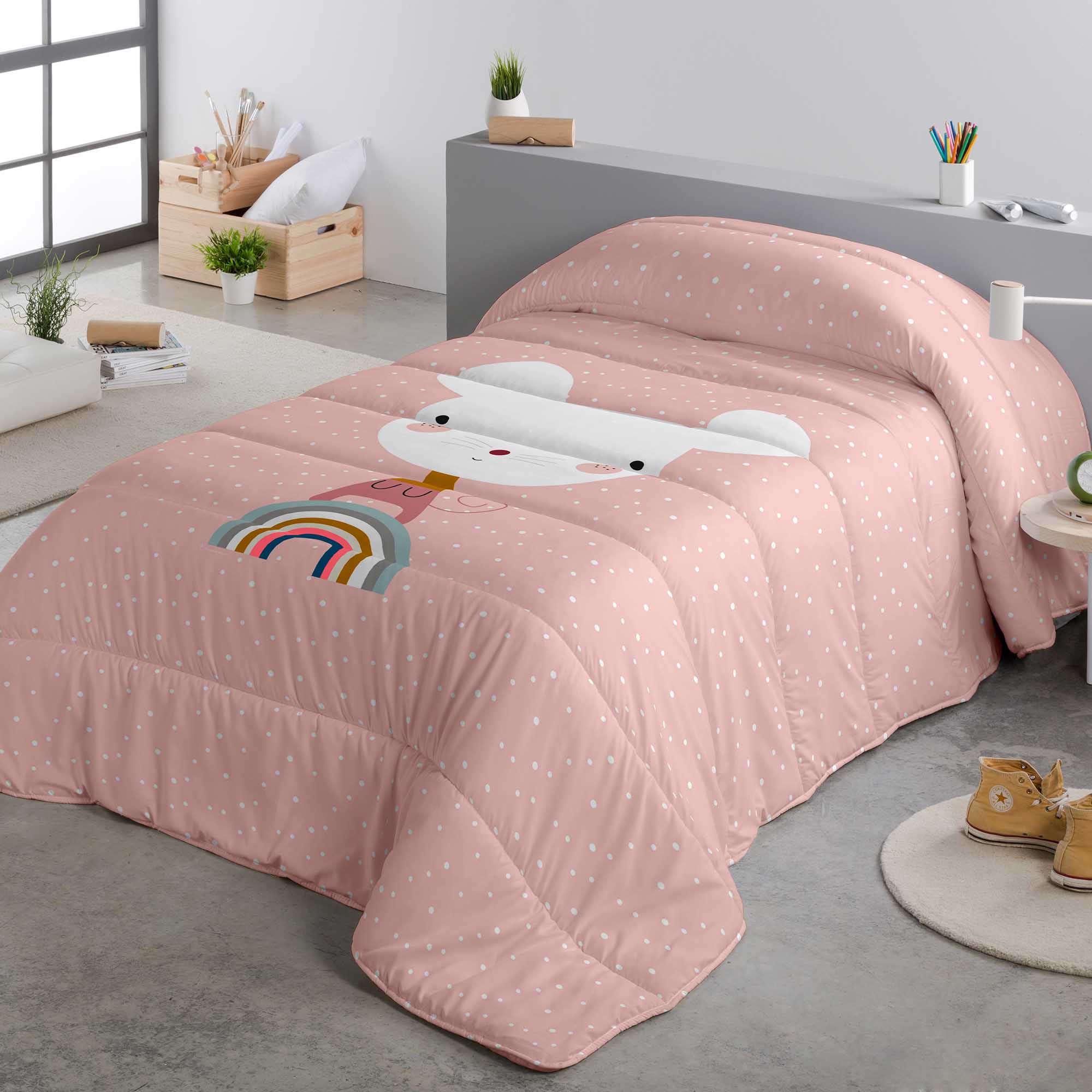 HACIENDO EL INDIO - Edredón Nórdico Infantil Estampado 100% Algodón - Relleno 200 gr Tacto Pluma - Ideal para Invierno, Antialérgico y Transpirable - Disponible para Cama 90/105 cm - Fabricado en España