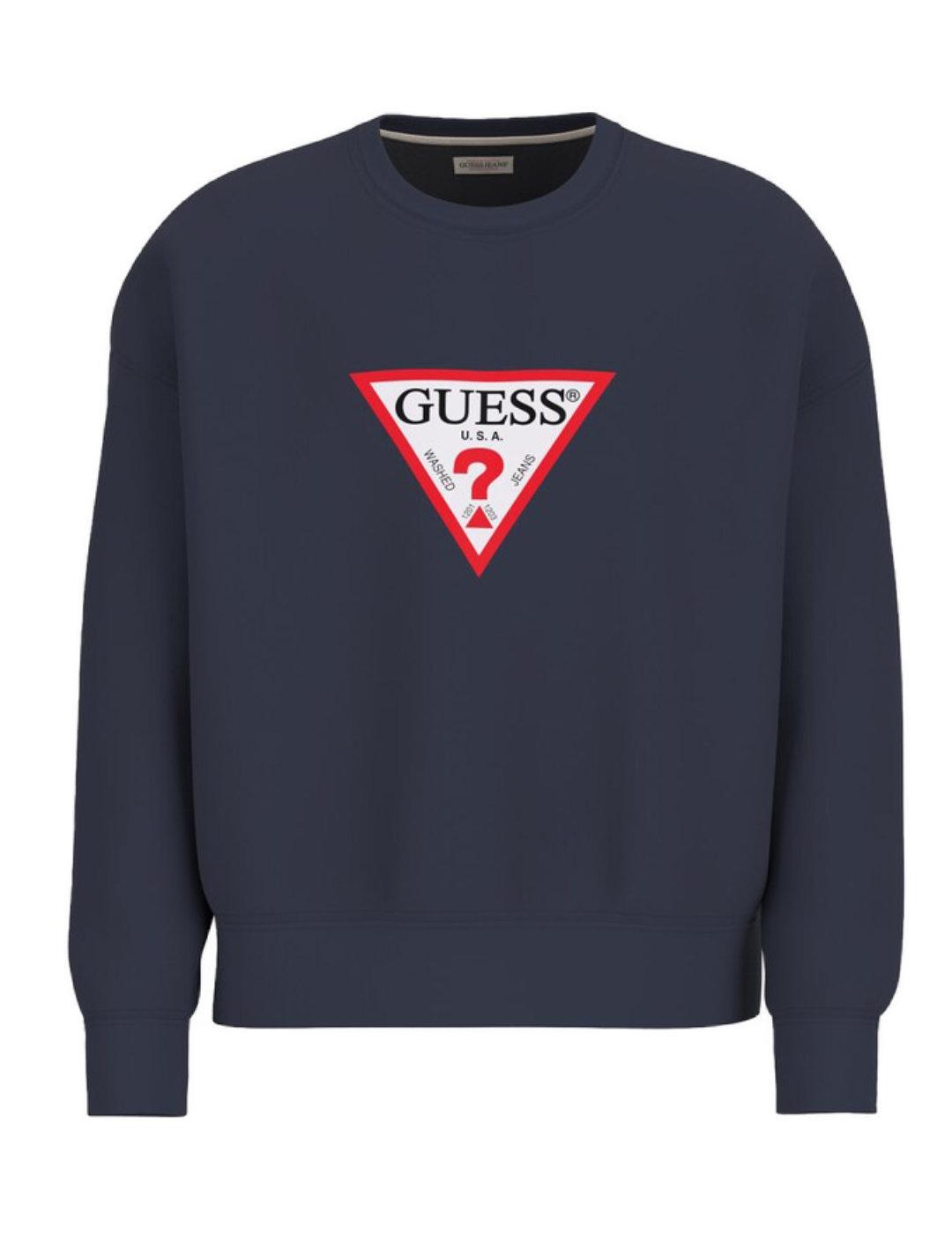 Sudadera Guess Trangle azul marino sin capucha para hombre