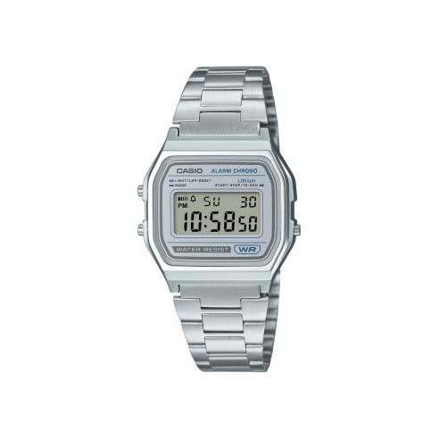 Reloj digital niño mujer hombre Casio A158WEA-7 plateado alarma - luz led