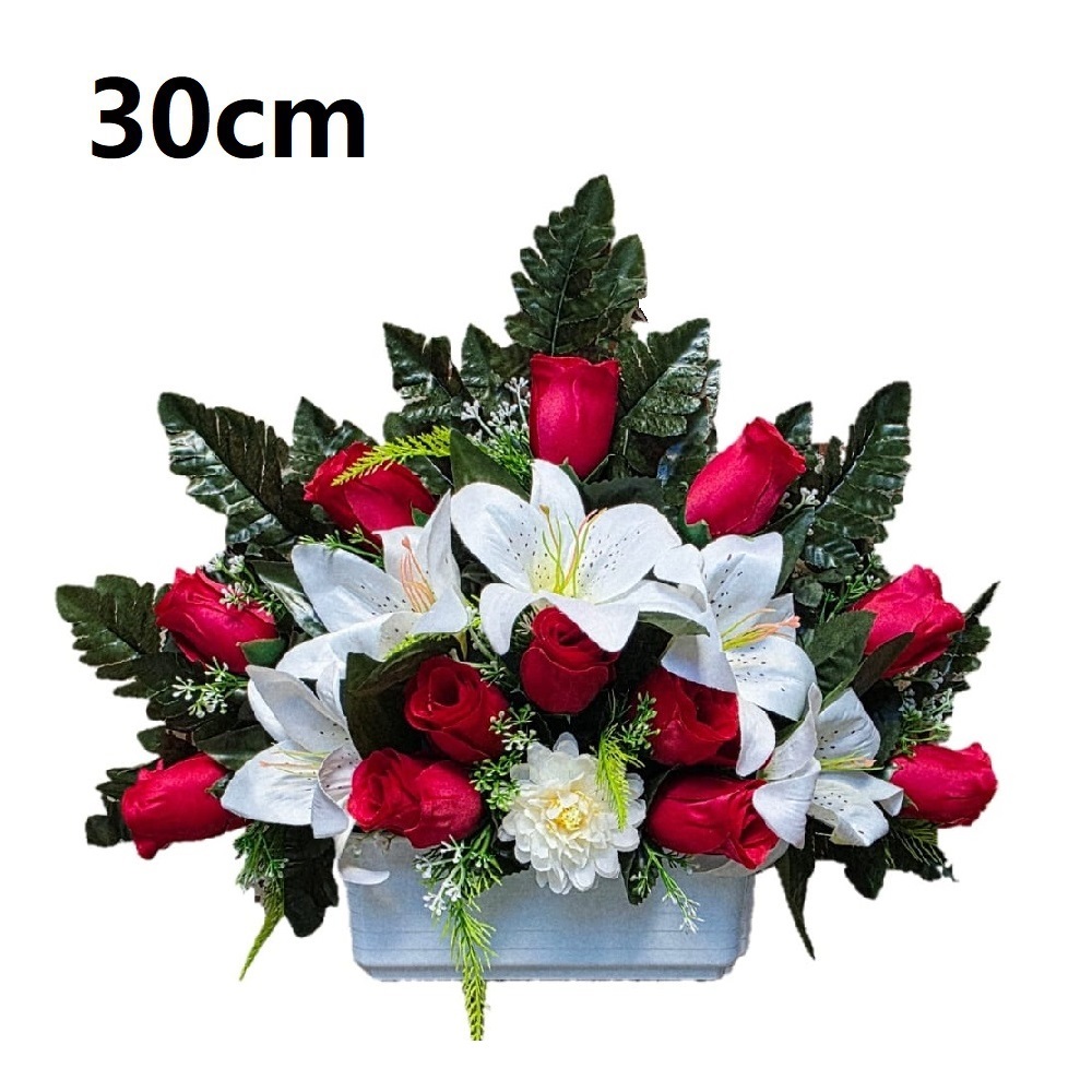 Flores artificiales para cementerio,Centro Flores para santos duraderas de tela con maceta,Gerimport,Envios desde España