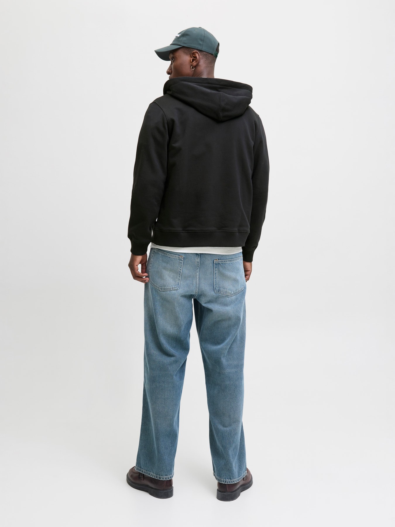 Jack & Jones - Sudadera con capucha Jornorrebro de algodón y poliéster reciclado, cierre de cremallera, estilo casual y corte ancho para hombre