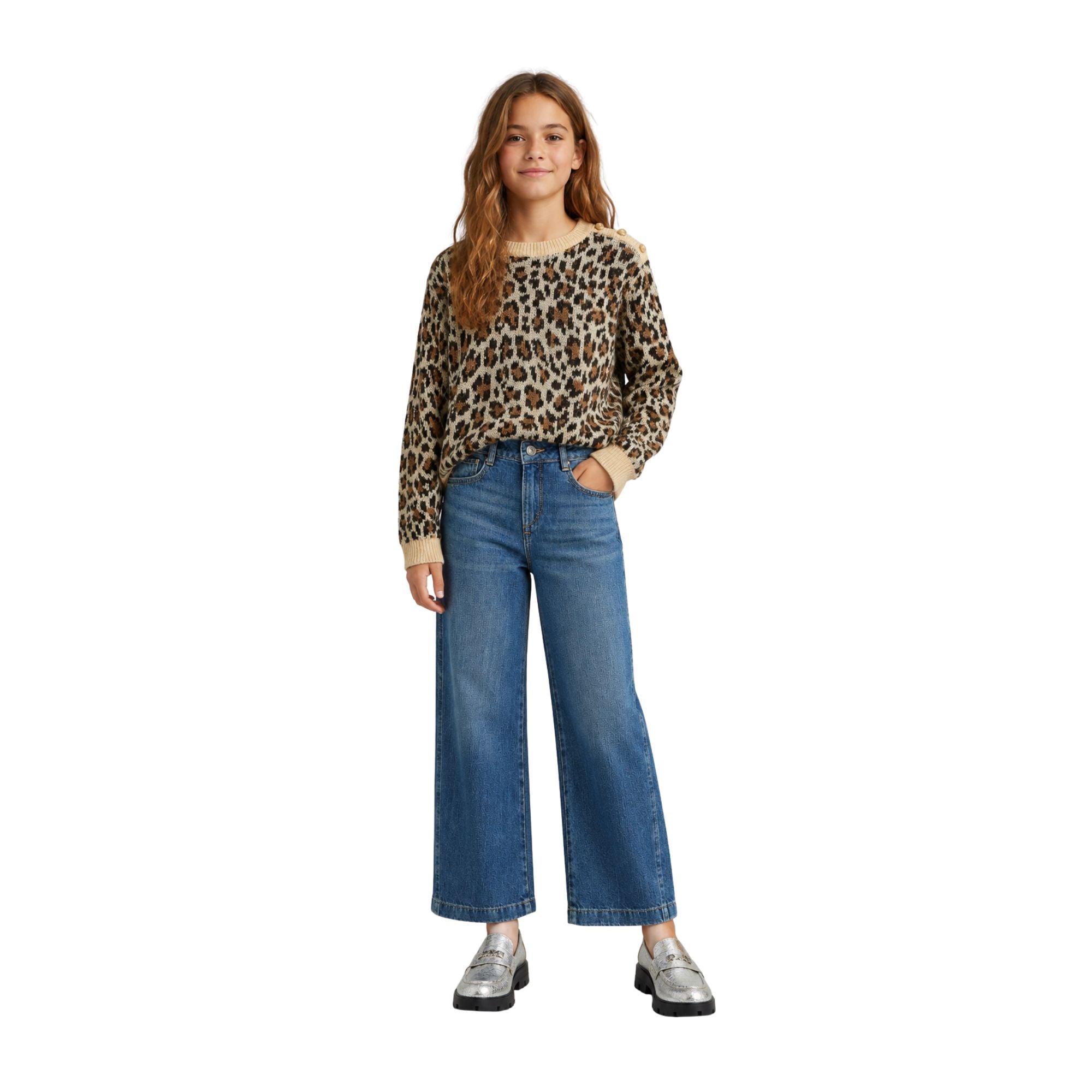 Pepe Jeans - Milma Pg7000032-845 - Jersey De Lana Con Estampado “Animal Print” - Niña