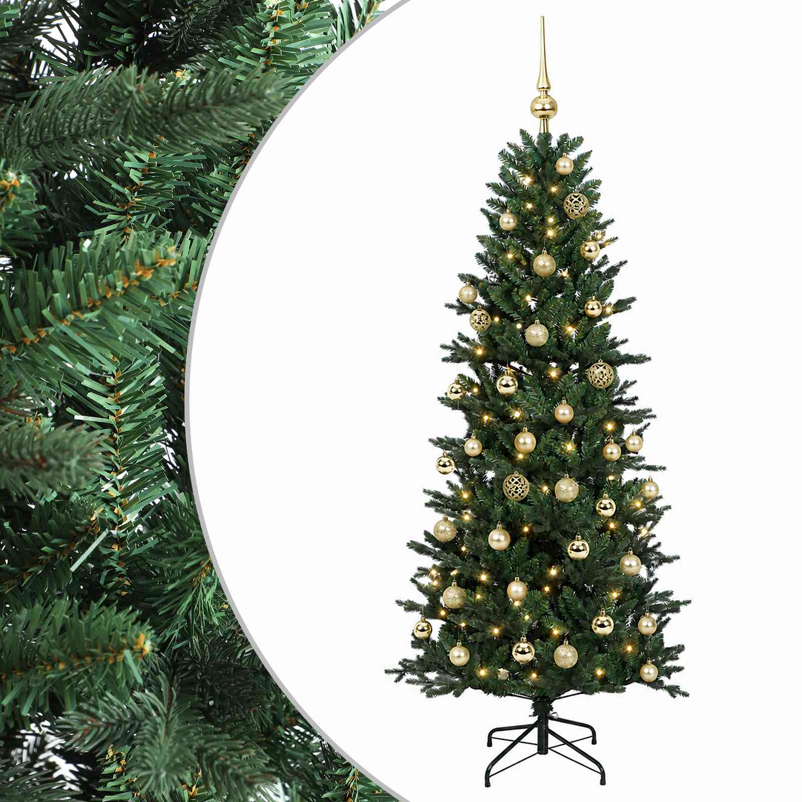 vidaXL Árbol de Navidad artificial con bolas 120 cm 150 LED