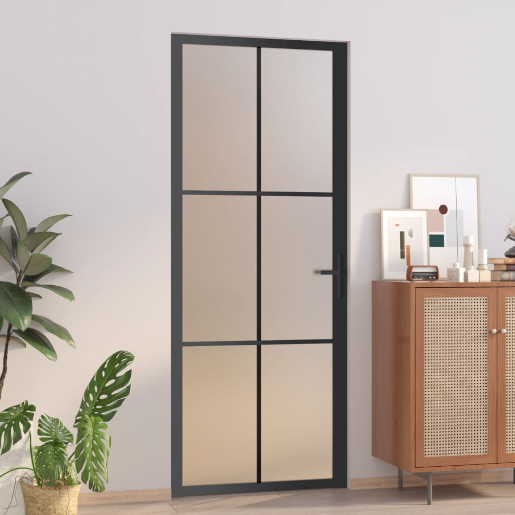 vidaXL Puerta Interior de Vidrio y Aluminio Mate Corrediza Habitación Color Blanco y escarcha,  Negro y escarcha,  Blanco y transparente y mas