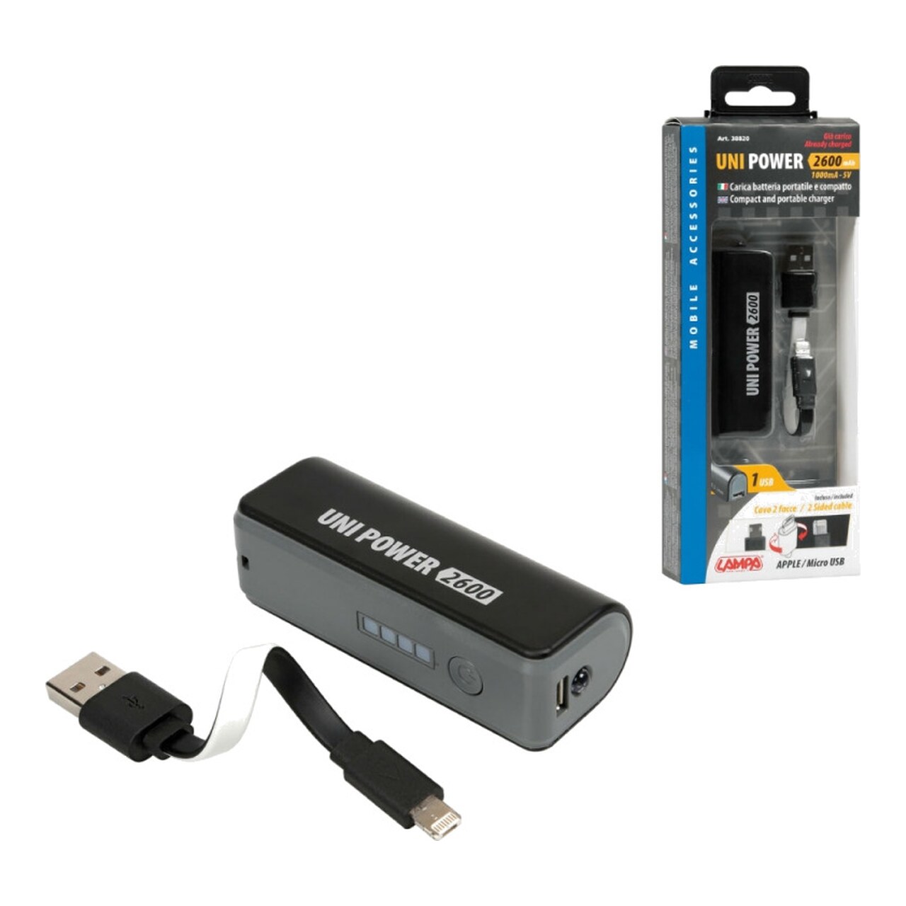Fuente De Alimentación De Bolsillo Con Cable 2600 Ma /Micro Usb LAM38820