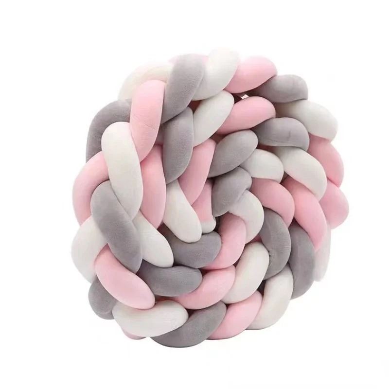 Om Home Protector De Cuna Para Bebé Con Nudo Y Trencita Almohadilla De Cojín Anticolisión Decoración De Haación Infantil 1M/2M/3M/4M Tamaño Plush Material Algodón
