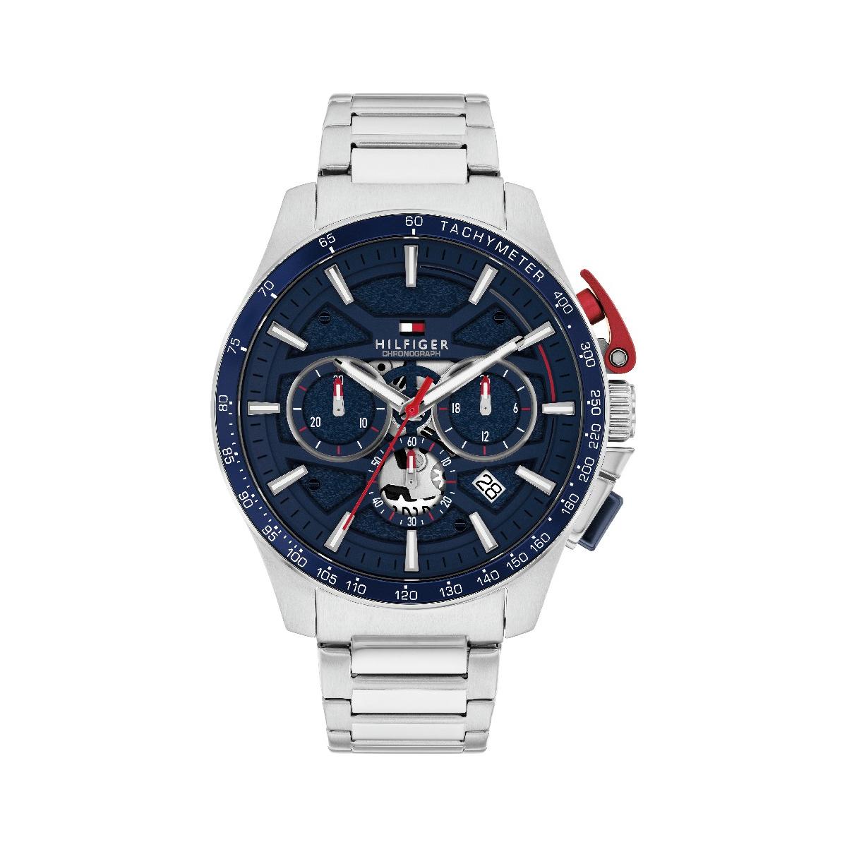 Reloj Tommy Hilfiger Bank Plateado y Azul Cronógrafo Hombre 1792261
