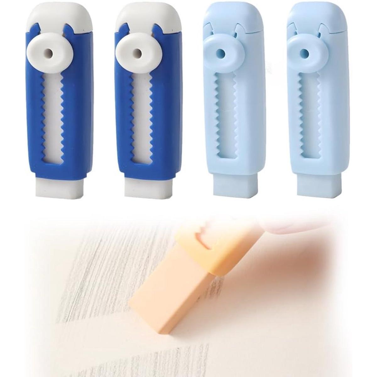 Lápiz borrador pastel extensible - Soporte para borrador mecánico con función deslizante - Borradores recargables para la escuela y el dibujo - Material de papelería bonito para niños