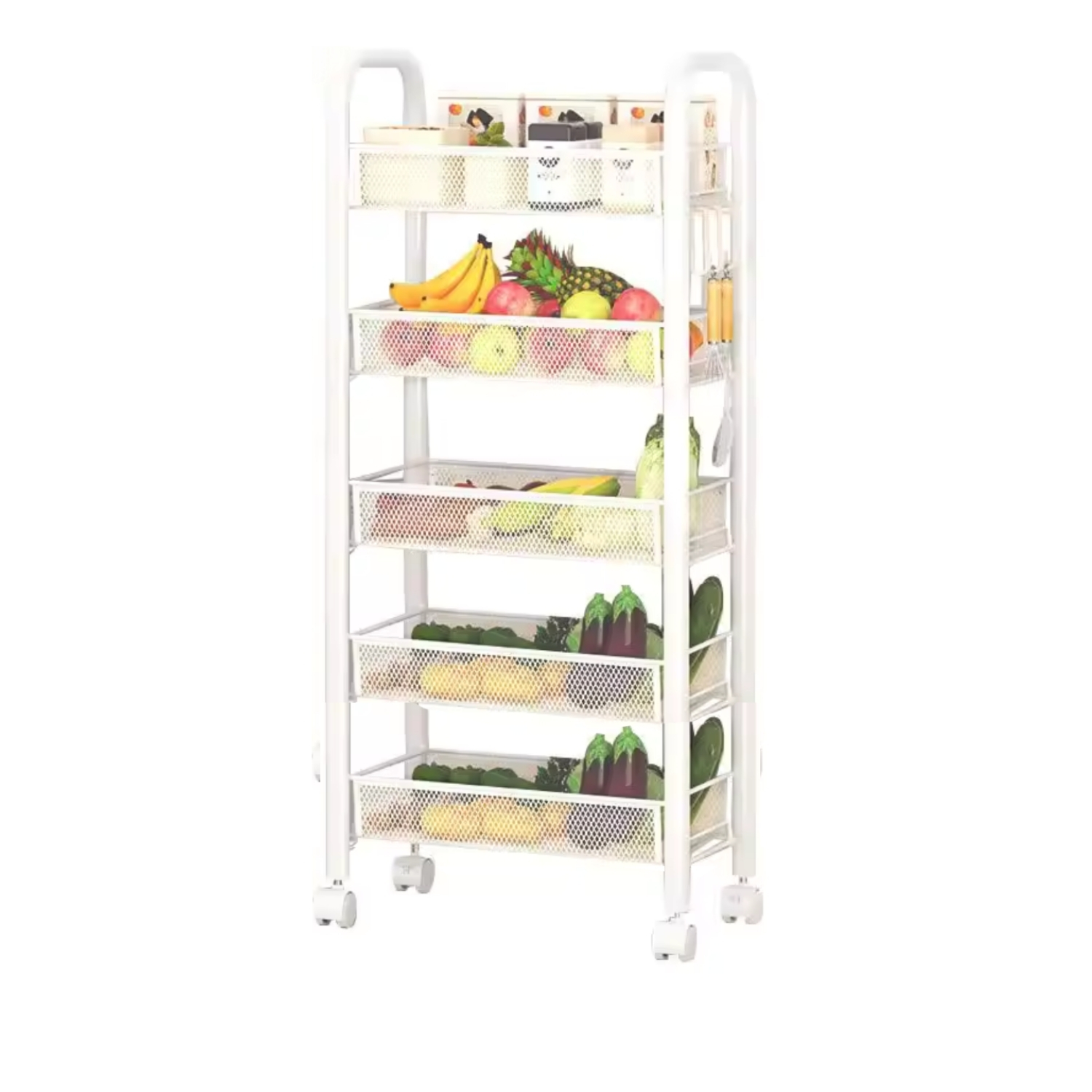 LUTODY - Carrito de cocina, Carro, Almacenamiento metálico, Multiusos con ruedas, Verdulero, Frutero y organizador, Compacto