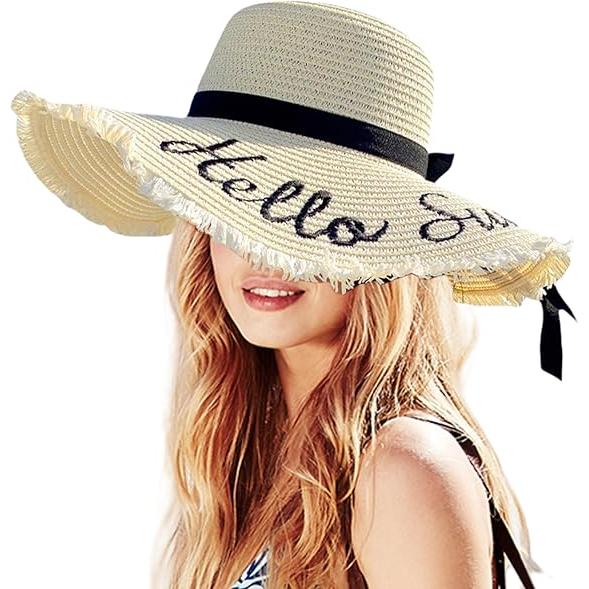 Sombrero de Paja para Mujer – Sombrero de Verano de Ala Ancha para Playa y Sol, Elegante y Plegable