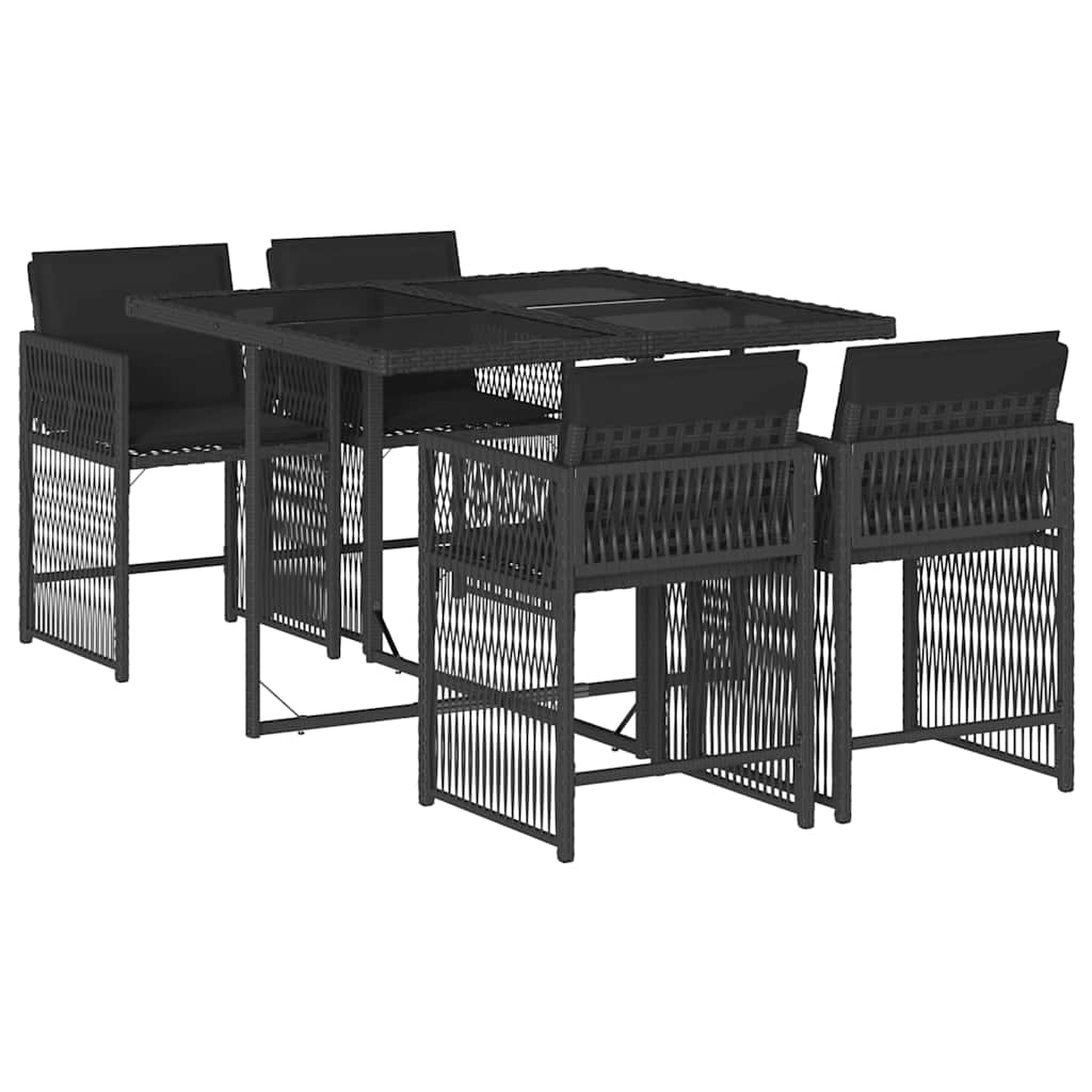 vidaXL Set de muebles jardín 5 pzas con cojines ratán sintético negro