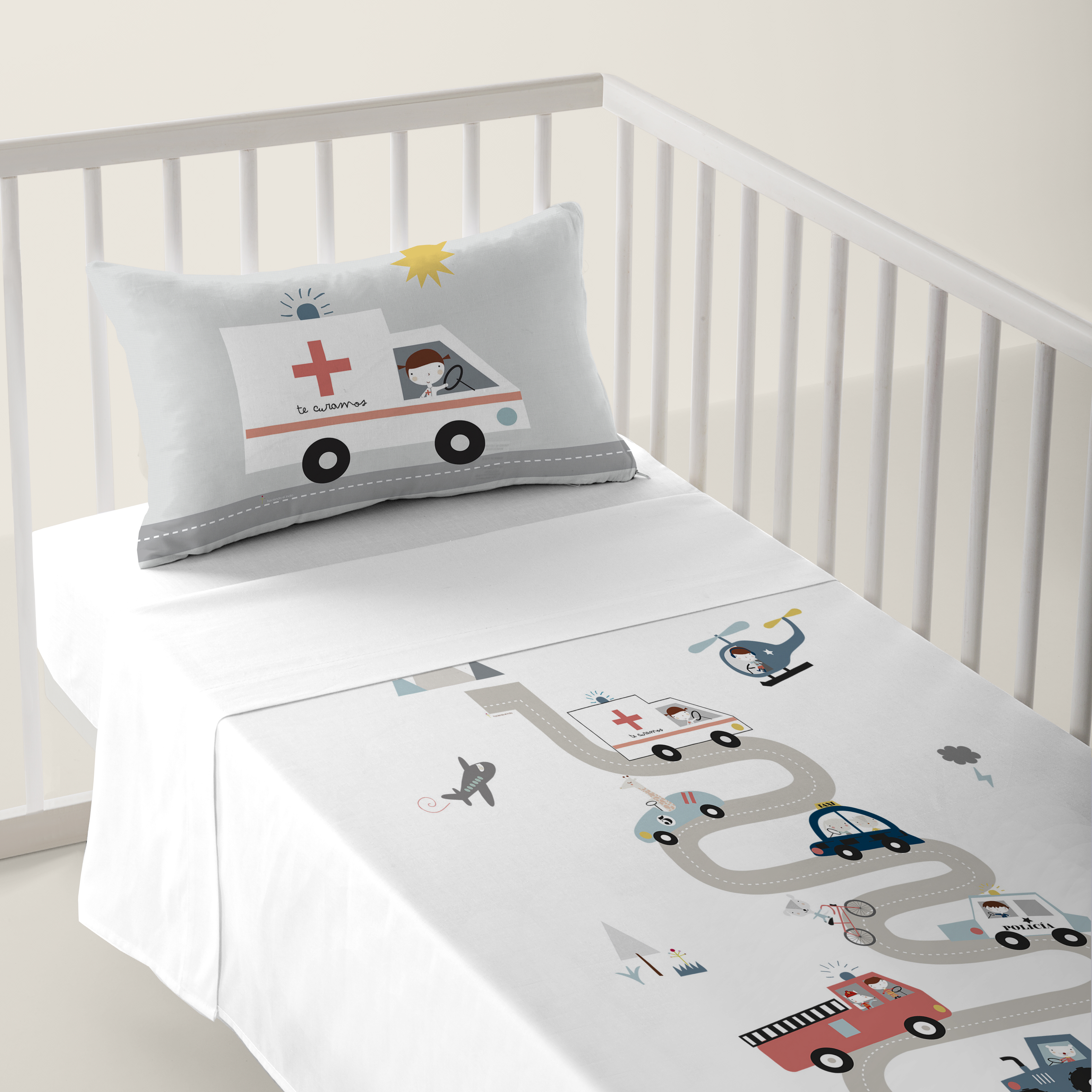 HACIENDO EL INDIO - Juego de Sábanas Cuna Estampado 100% Algodón - Juego de 2 Piezas Incluye Sábana Encimera y 1 Funda de Almohada - 100x130/120x180 cm - 27 Modelos Disponibles - Fabricado en España